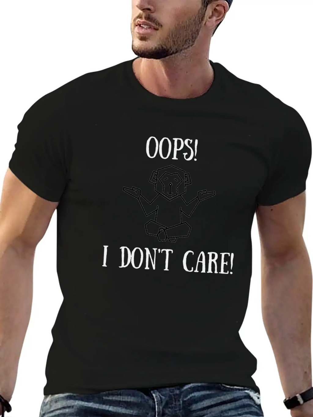OOPS I DON'T CARE Classic Crew Neck Graphic Tee – Everyday Minimal Look