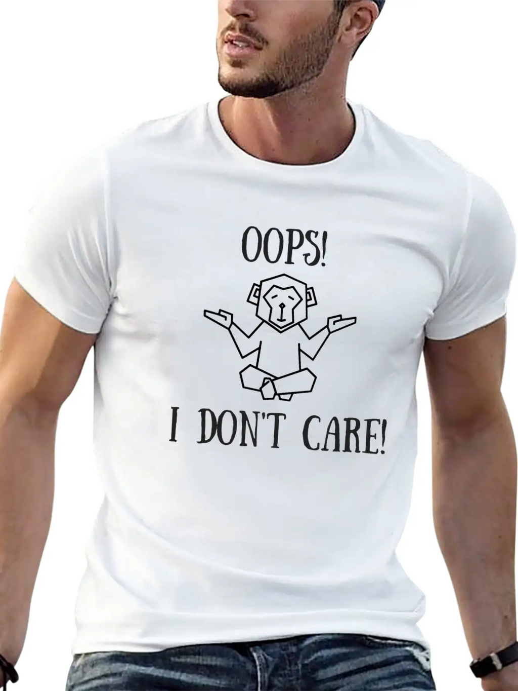 OOPS I DON'T CARE Classic Crew Neck Graphic Tee – Everyday Minimal Look