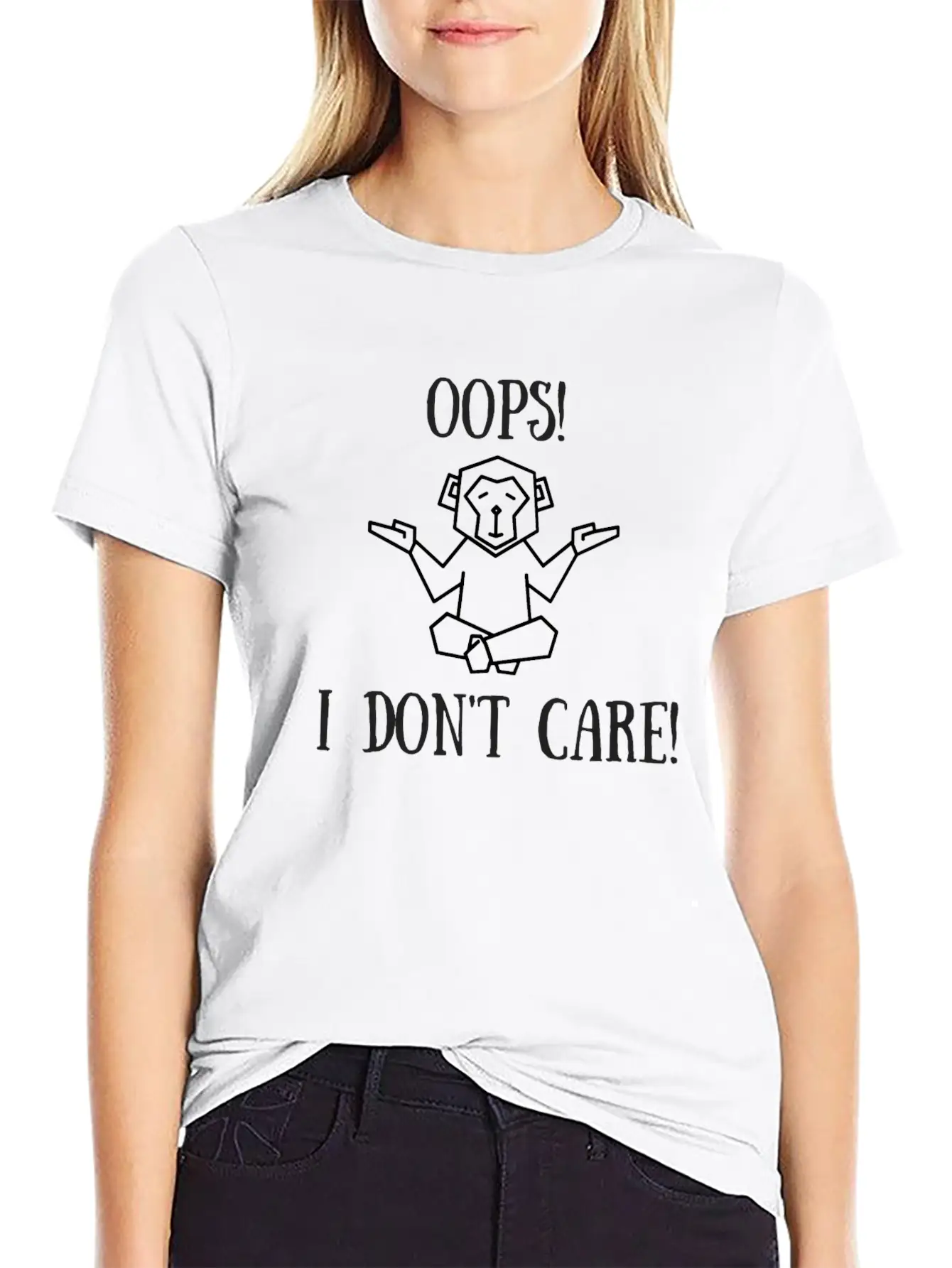 OOPS I DON'T CARE Classic Crew Neck Graphic Tee – Everyday Minimal Look