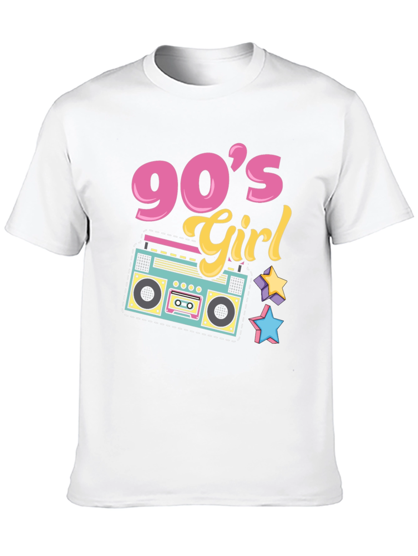 90s Girl Graphic Tee - Retro Boombox Design