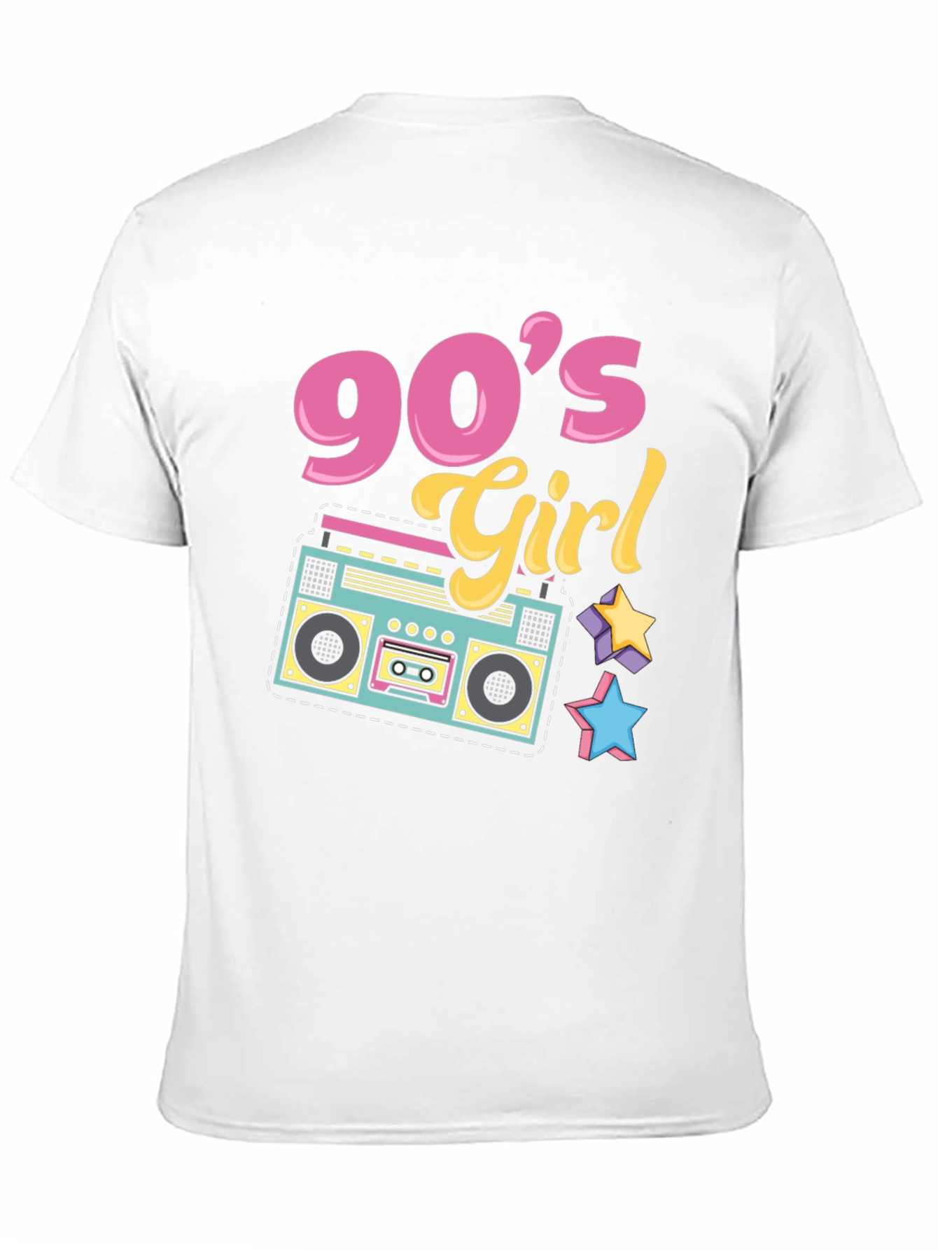90s Girl Graphic Tee - Retro Boombox Design