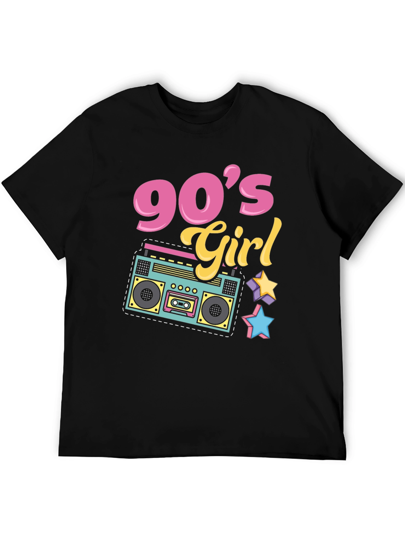 90s Girl Graphic Tee - Retro Boombox Design