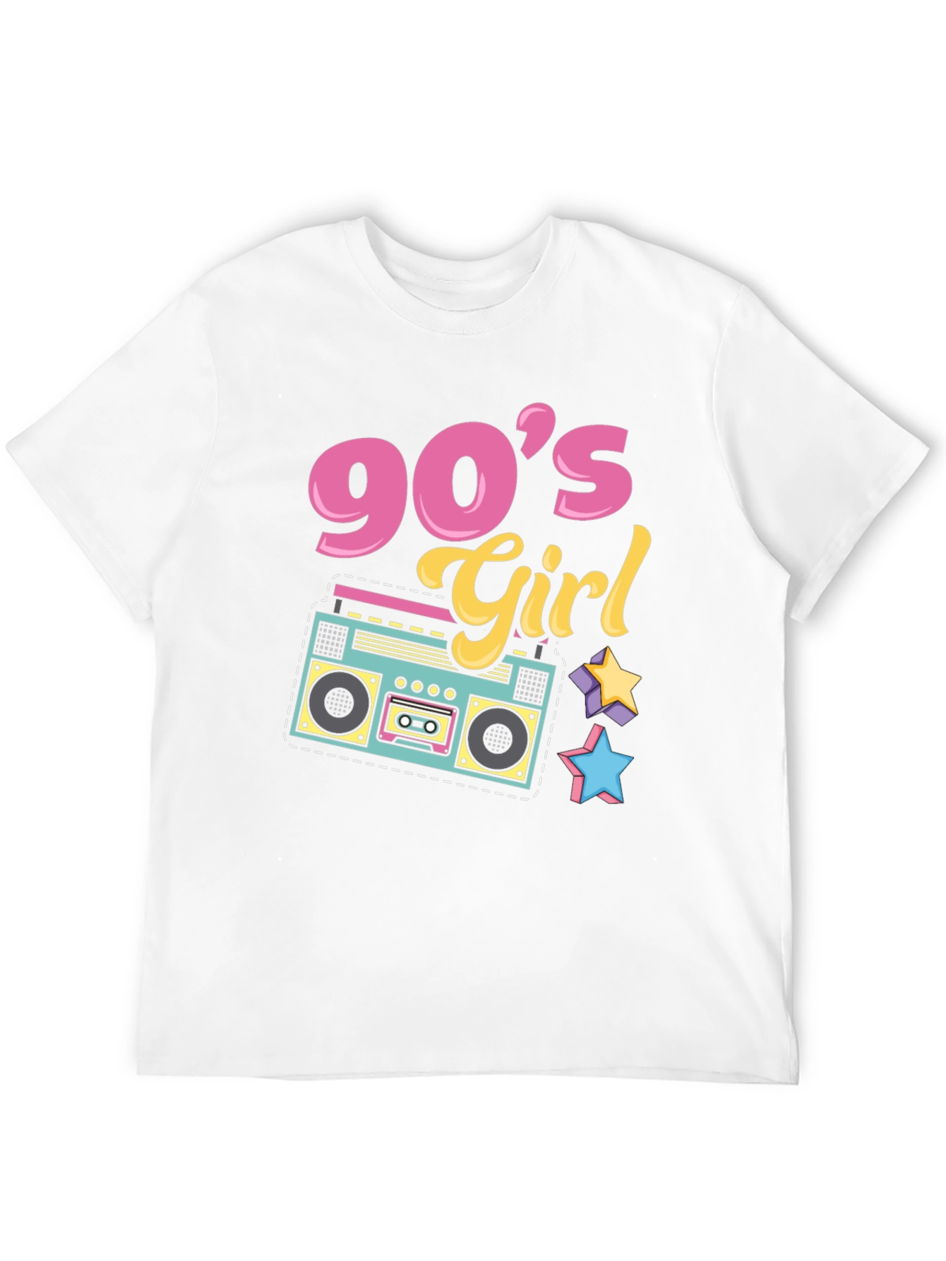 90s Girl Graphic Tee - Retro Boombox Design