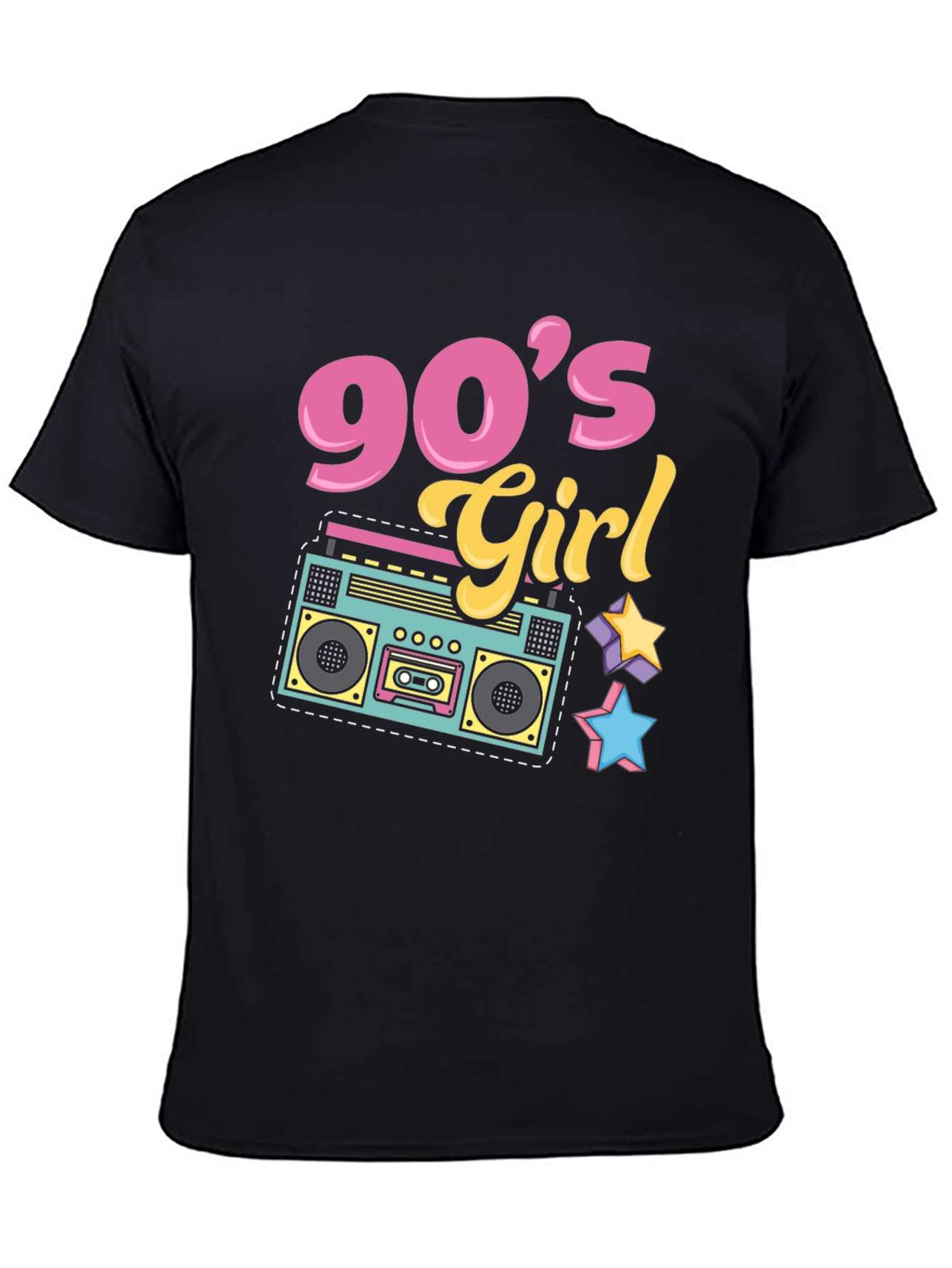90s Girl Graphic Tee - Retro Boombox Design