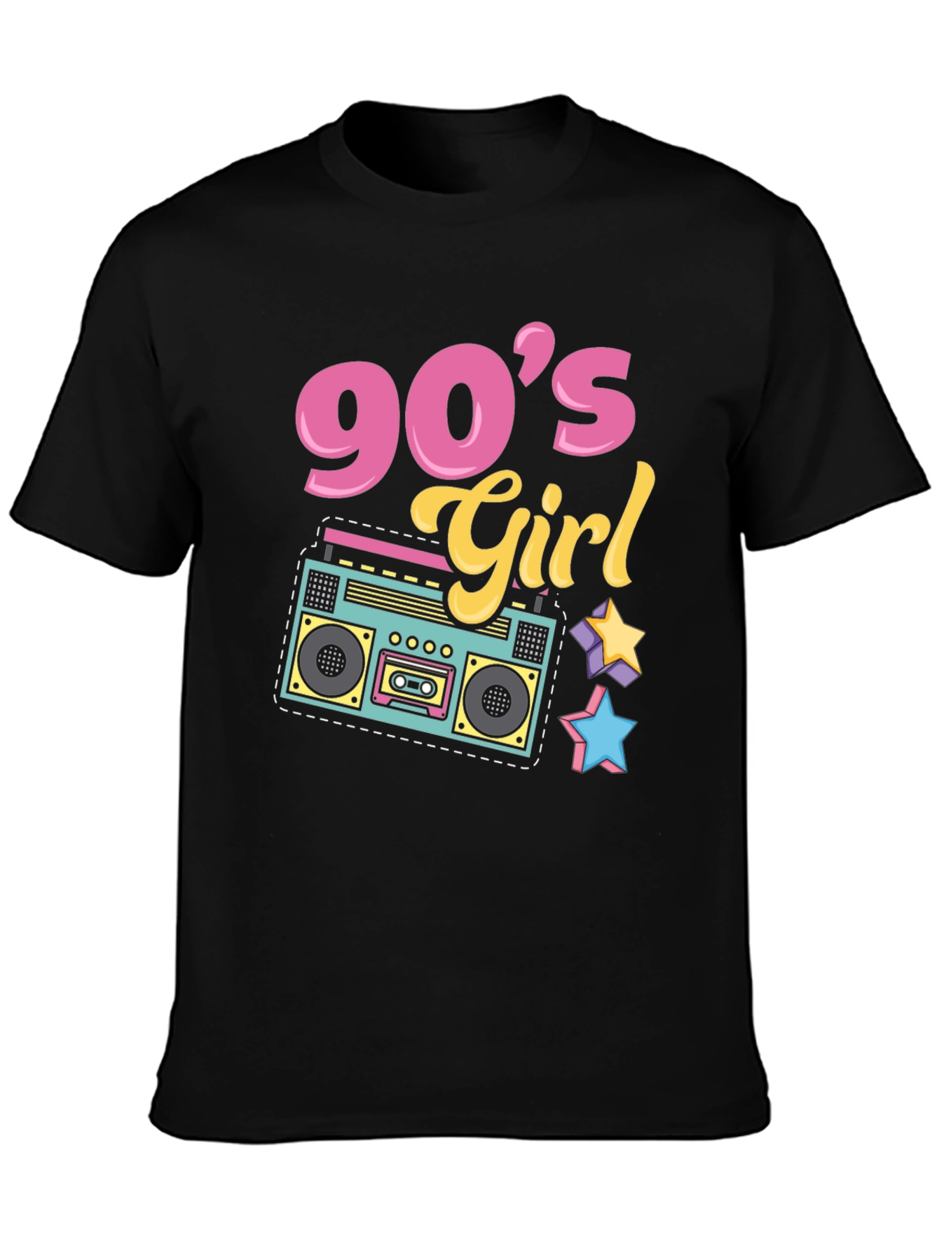 90s Girl Graphic Tee - Retro Boombox Design