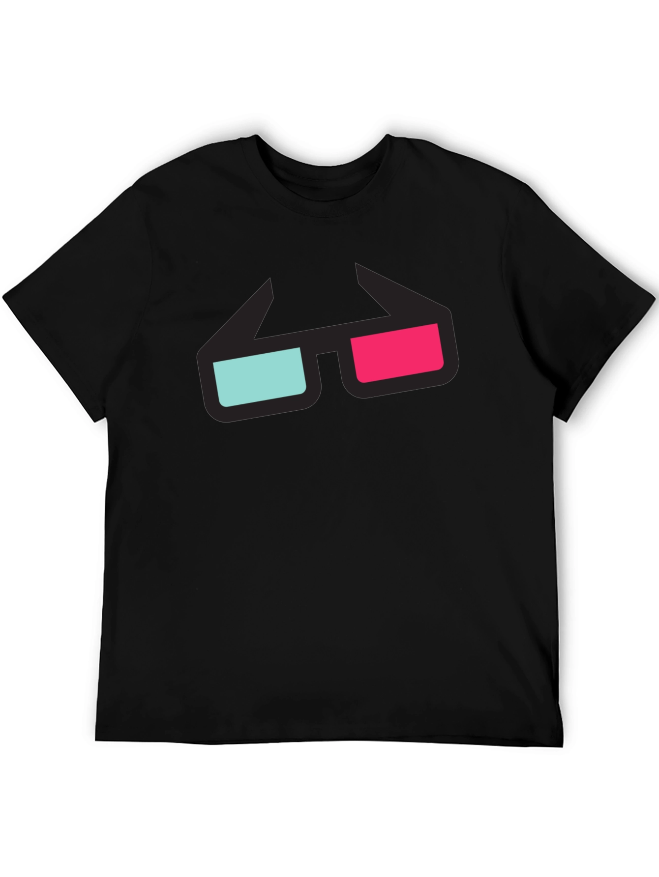 3D Glasses Graphic Tee - Black Cotton T-Shirt