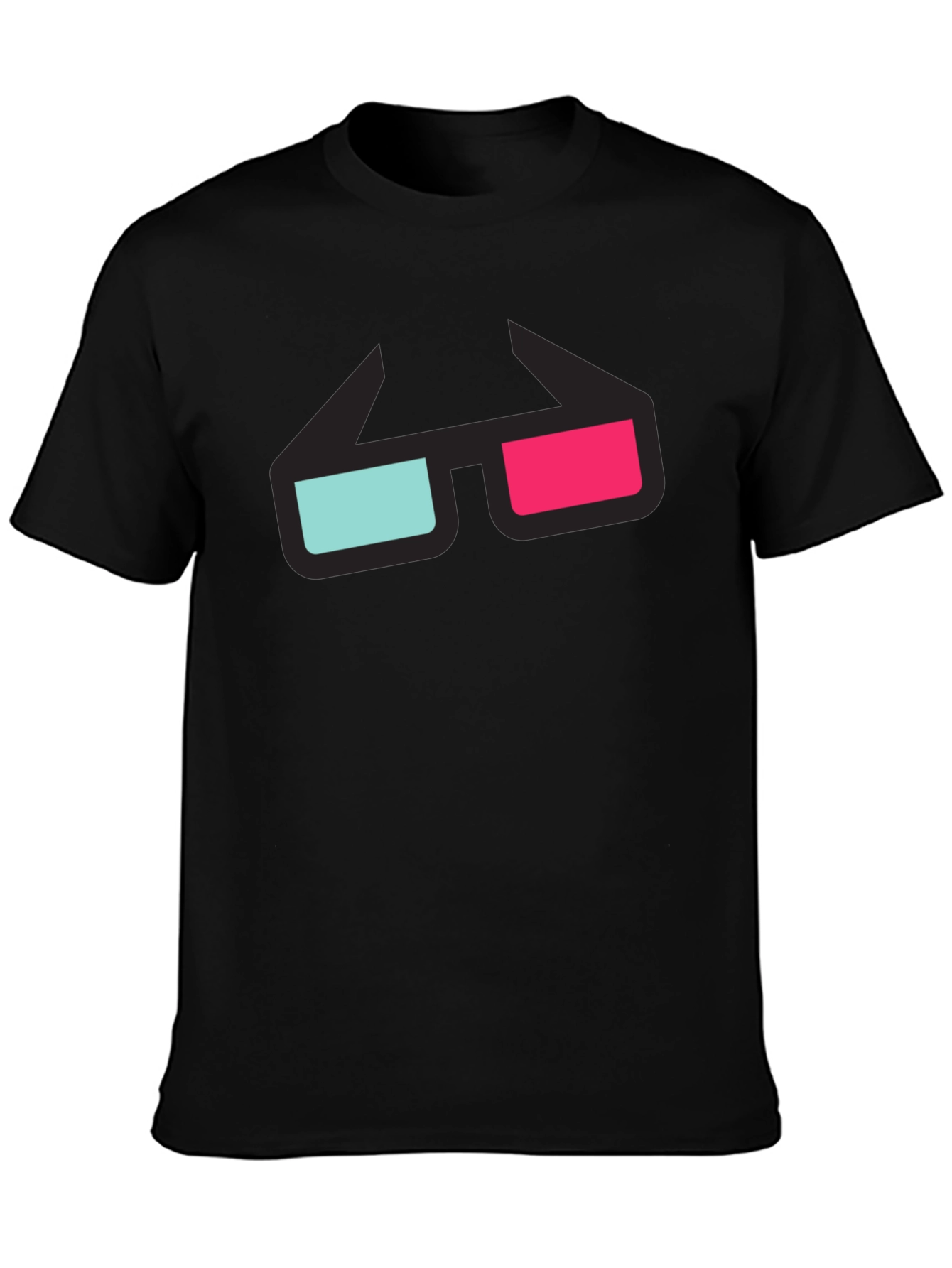 3D Glasses Graphic Tee - Black Cotton T-Shirt