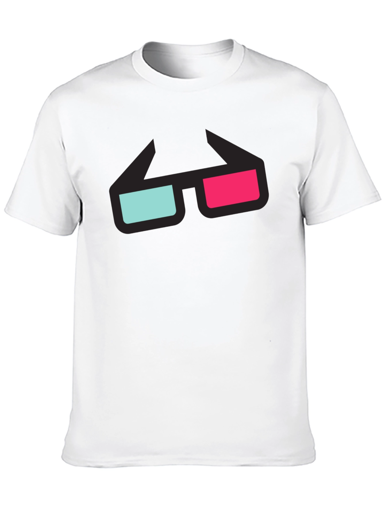 3D Glasses Graphic Tee - Black Cotton T-Shirt