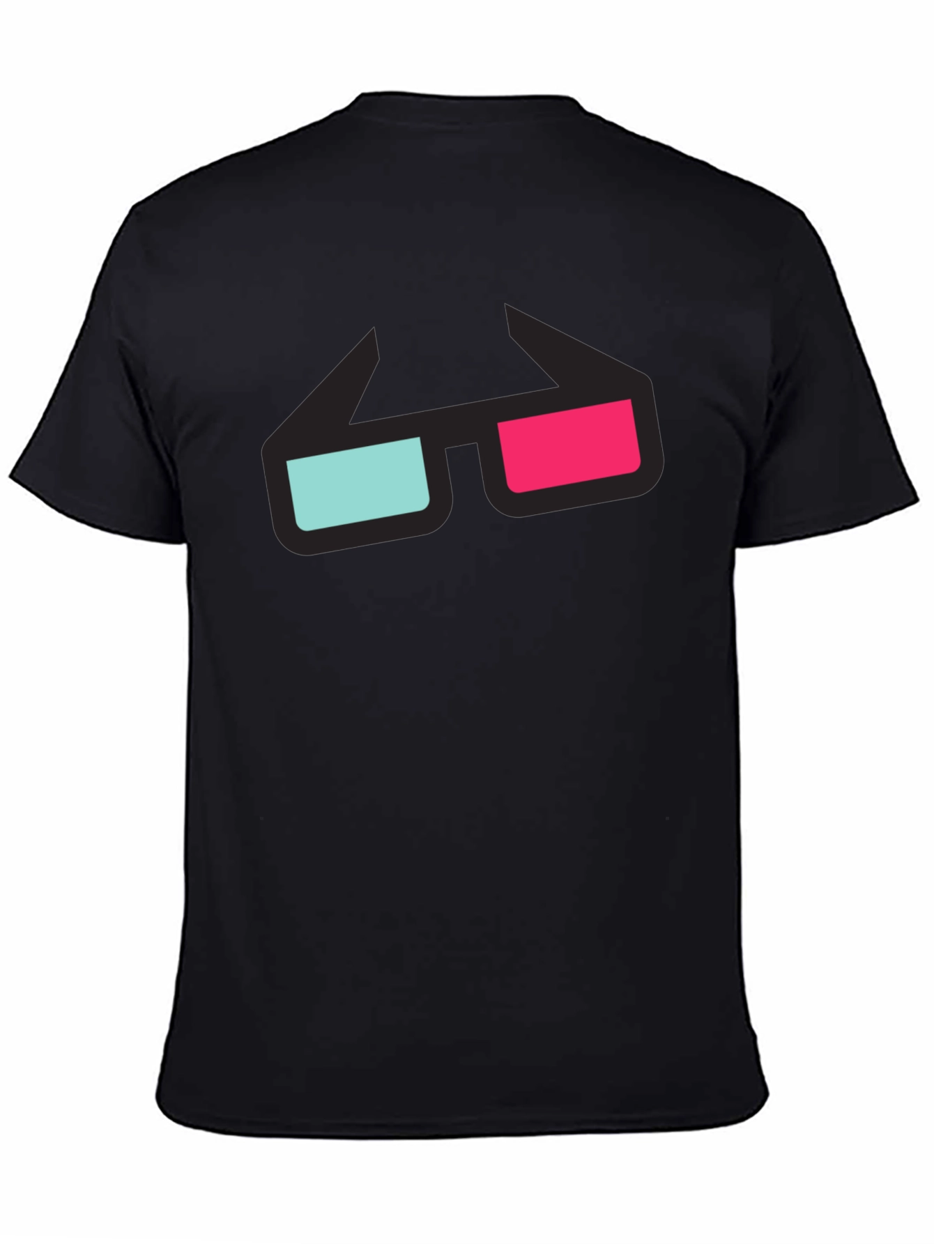 3D Glasses Graphic Tee - Black Cotton T-Shirt
