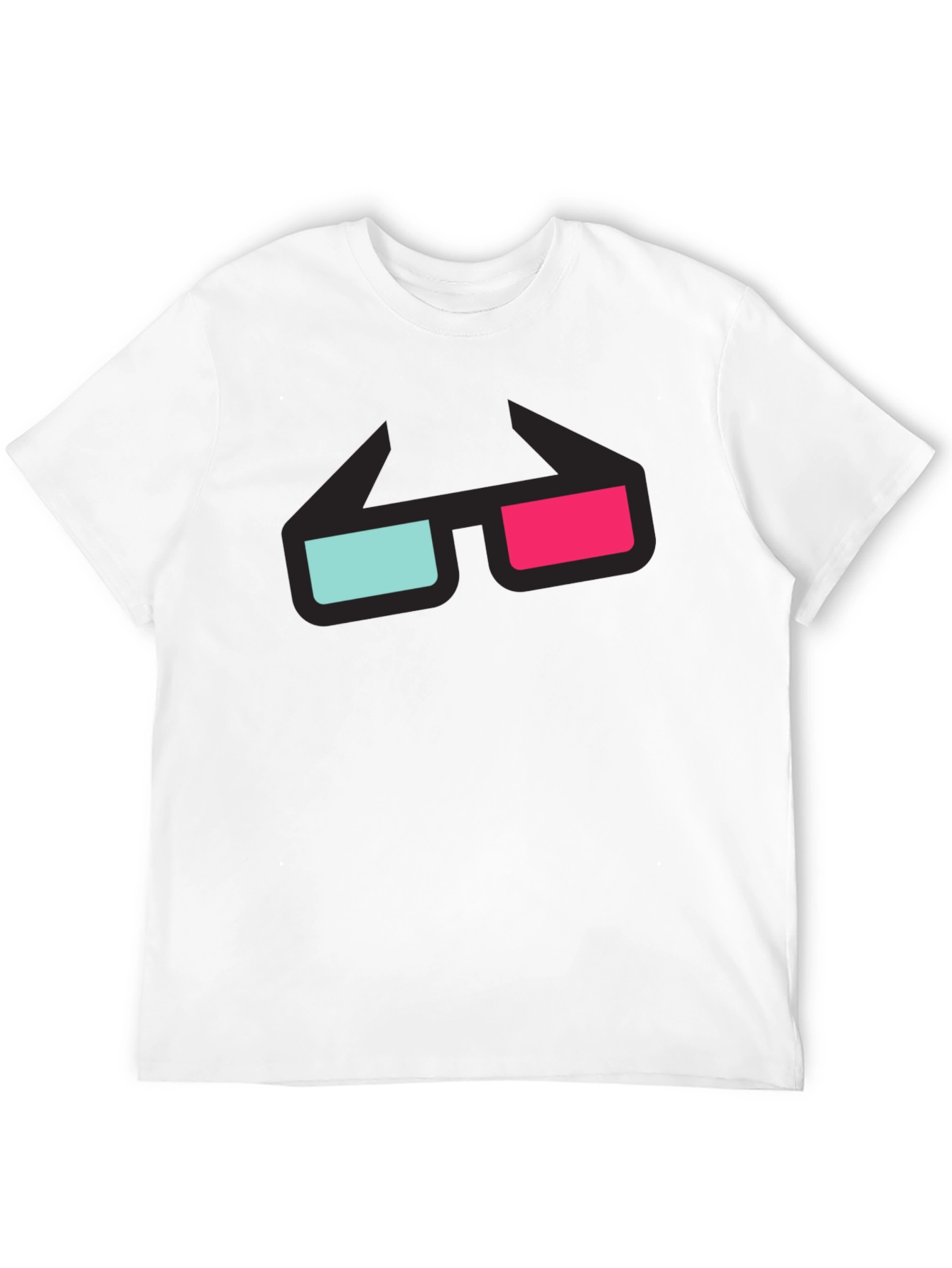 3D Glasses Graphic Tee - Black Cotton T-Shirt