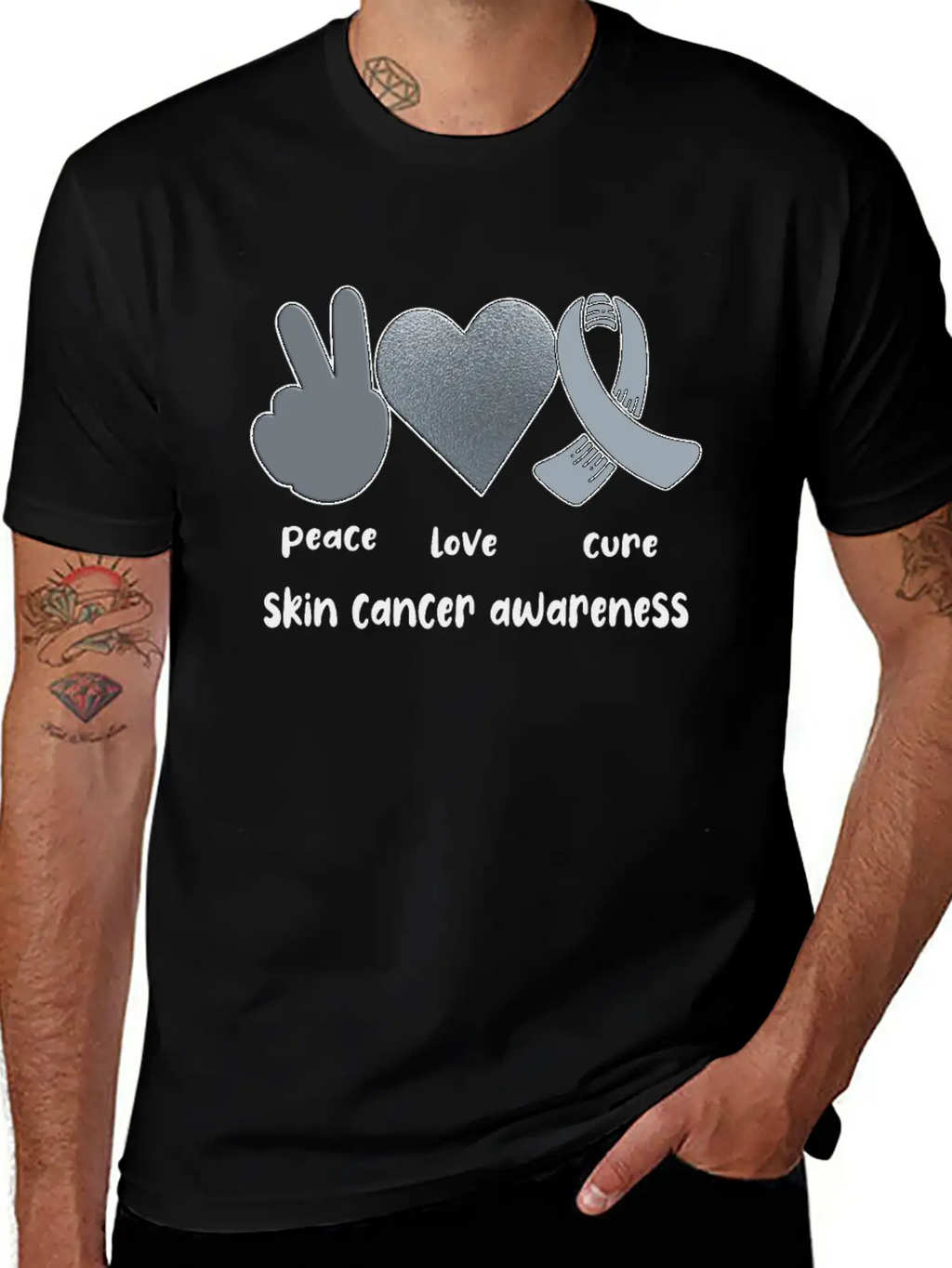 Skin Cancer Awareness Ribbon Melanoma Survivor Lightweight Cotton T-Shirt – Daily Comfort Graphic Shirt