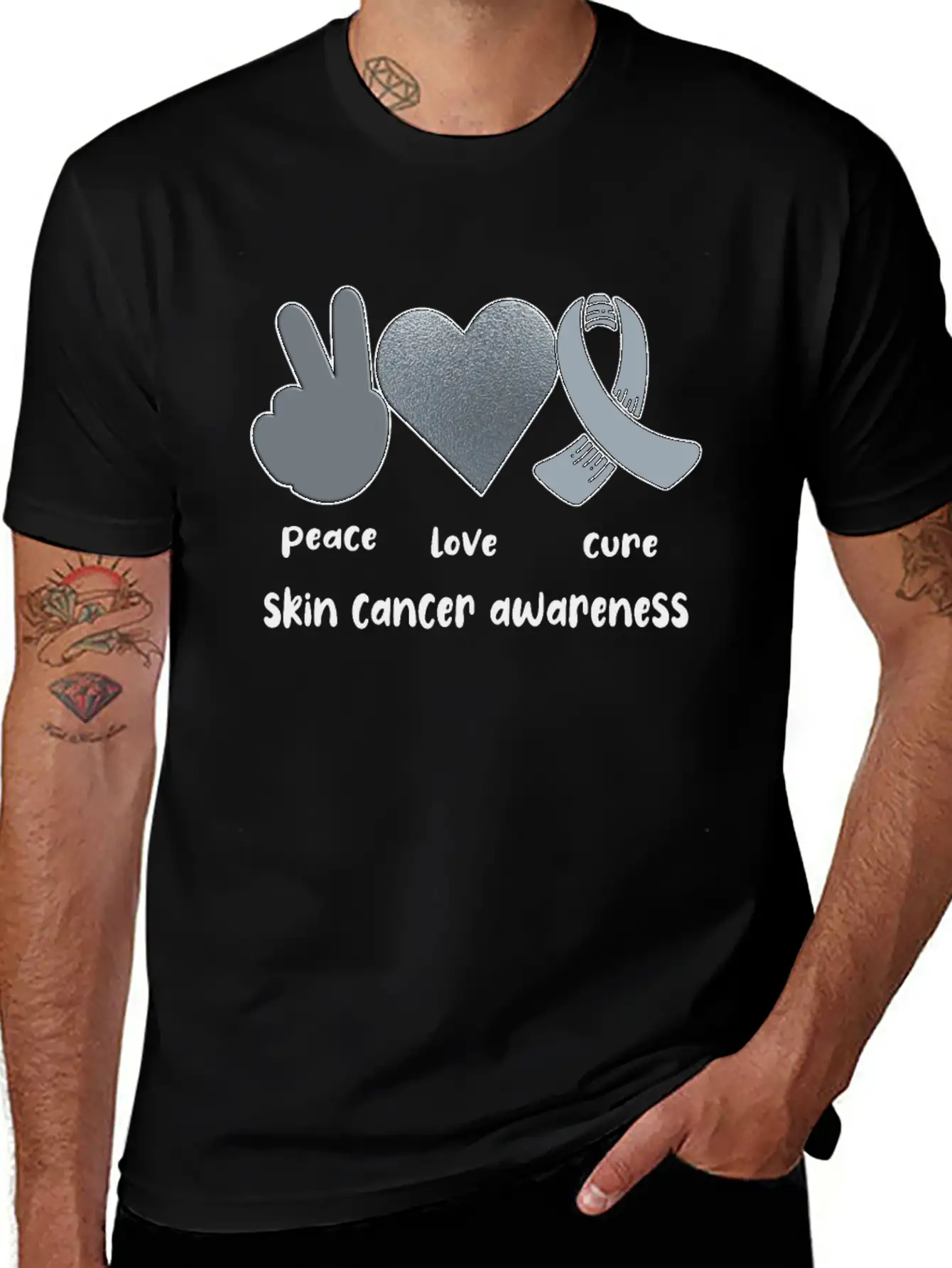 Skin Cancer Awareness Ribbon Melanoma Survivor Lightweight Cotton T-Shirt – Daily Comfort Graphic Shirt