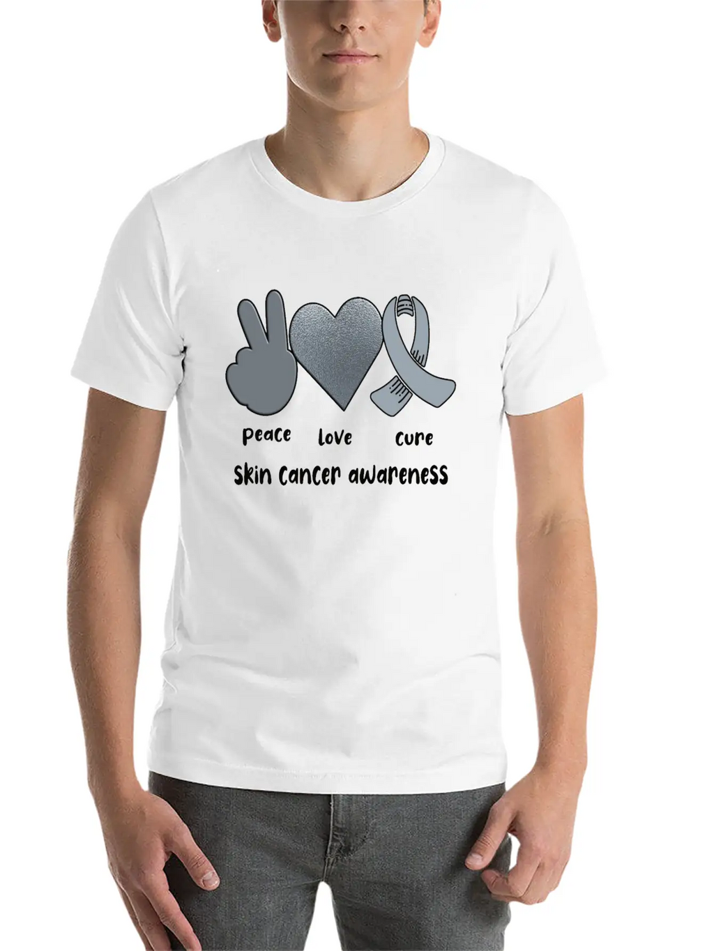 Skin Cancer Awareness Ribbon Melanoma Survivor Lightweight Cotton T-Shirt – Daily Comfort Graphic Shirt