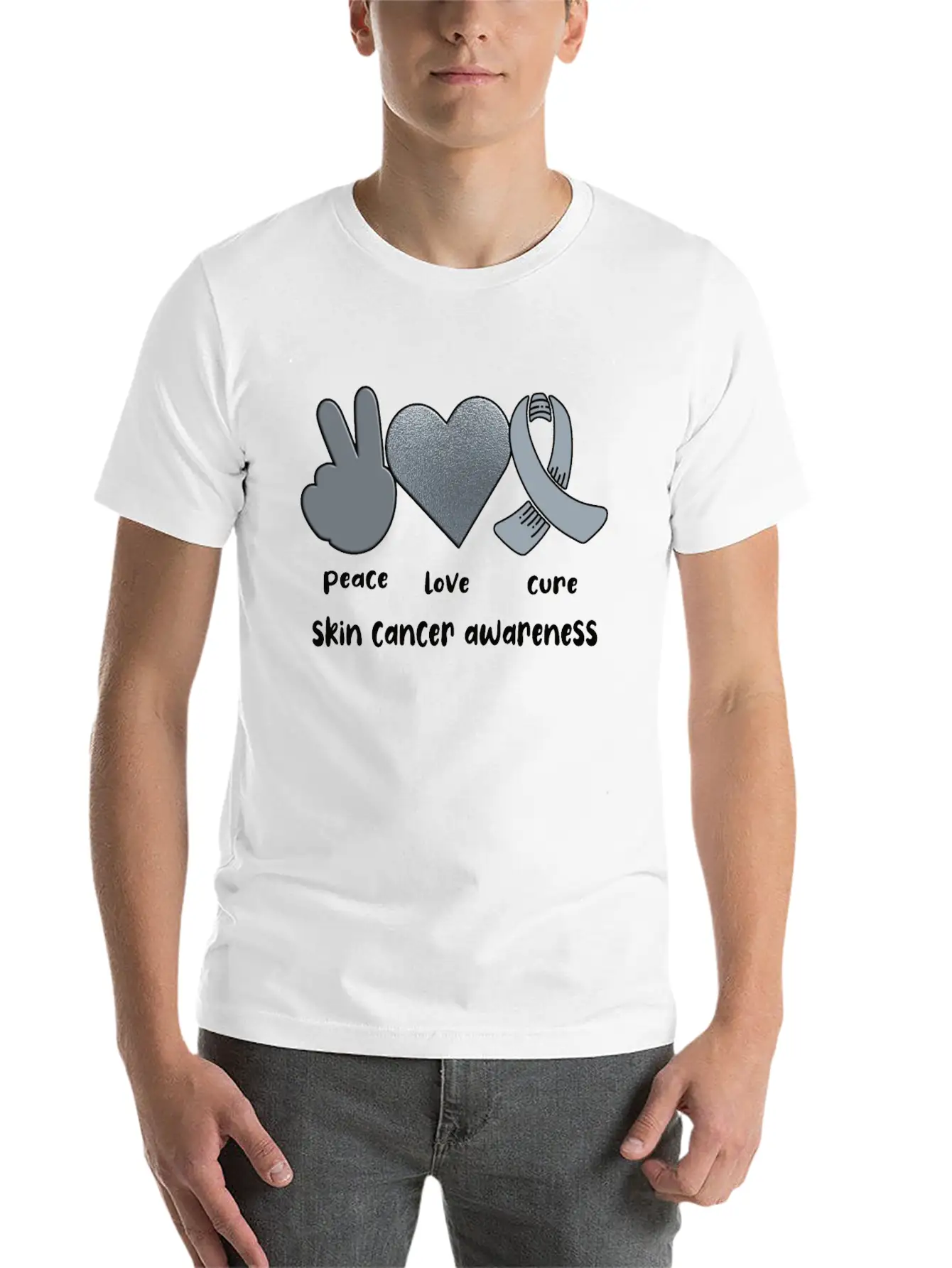 Skin Cancer Awareness Ribbon Melanoma Survivor Lightweight Cotton T-Shirt – Daily Comfort Graphic Shirt