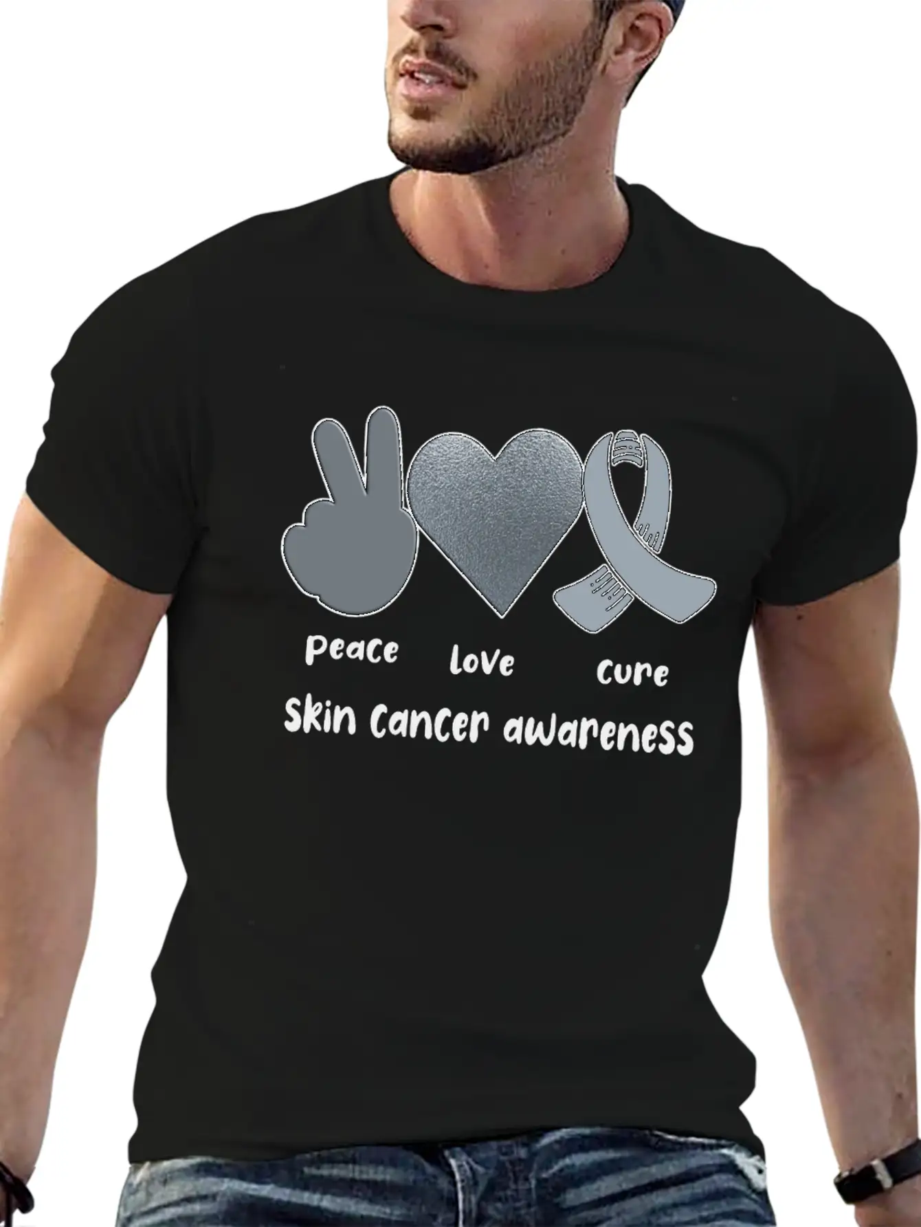 Skin Cancer Awareness Ribbon Melanoma Survivor Lightweight Cotton T-Shirt – Daily Comfort Graphic Shirt