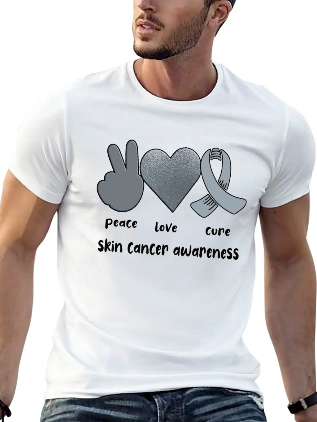 Skin Cancer Awareness Ribbon Melanoma Survivor Lightweight Cotton T-Shirt – Daily Comfort Graphic Shirt
