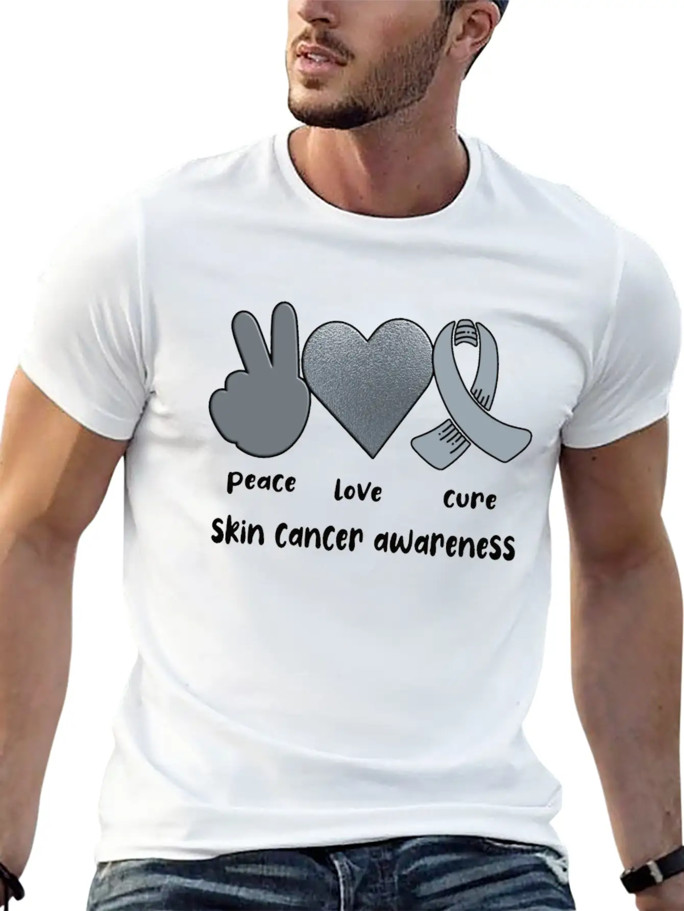 Skin Cancer Awareness Ribbon Melanoma Survivor Lightweight Cotton T-Shirt – Daily Comfort Graphic Shirt