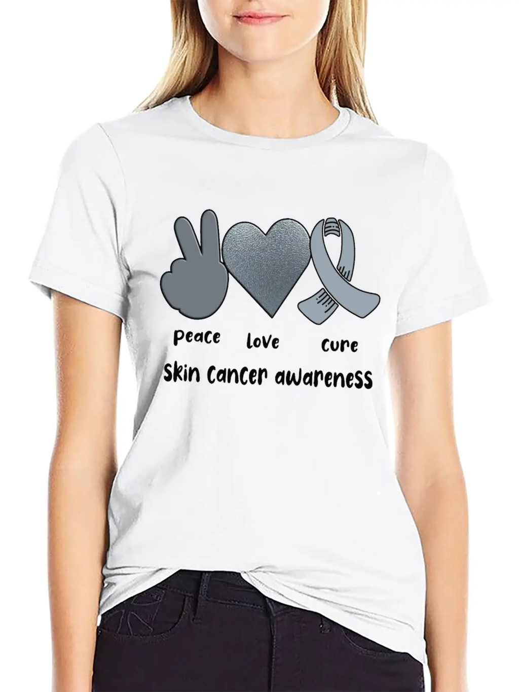 Skin Cancer Awareness Ribbon Melanoma Survivor Lightweight Cotton T-Shirt – Daily Comfort Graphic Shirt