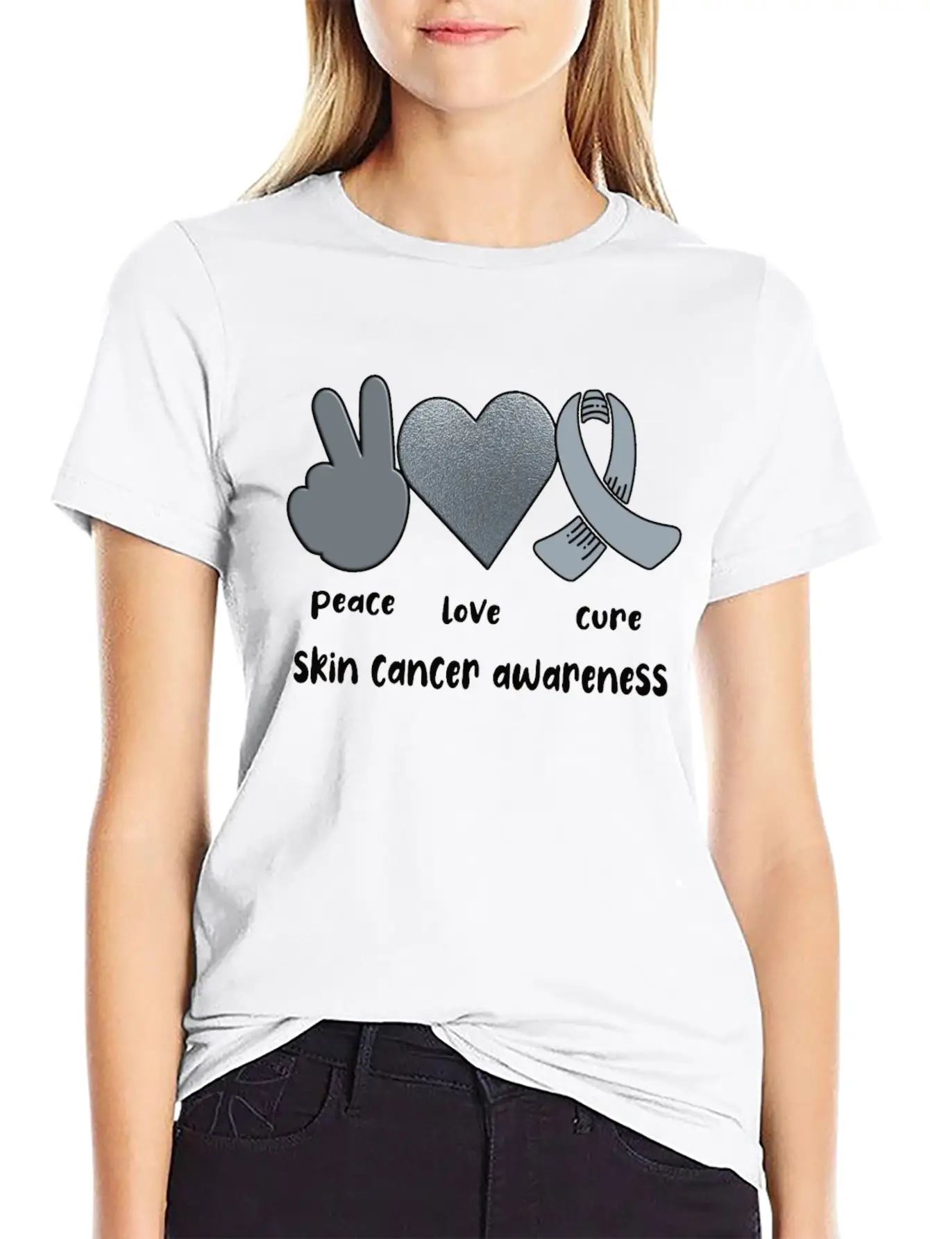 Skin Cancer Awareness Ribbon Melanoma Survivor Lightweight Cotton T-Shirt – Daily Comfort Graphic Shirt