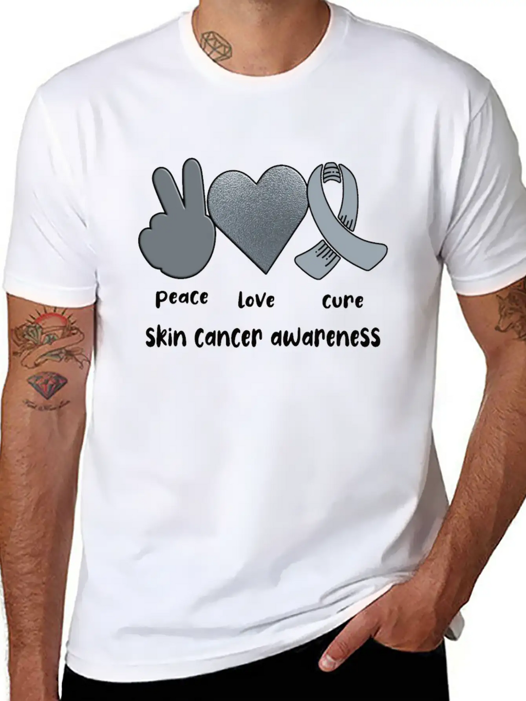 Skin Cancer Awareness Ribbon Melanoma Survivor Lightweight Cotton T-Shirt – Daily Comfort Graphic Shirt