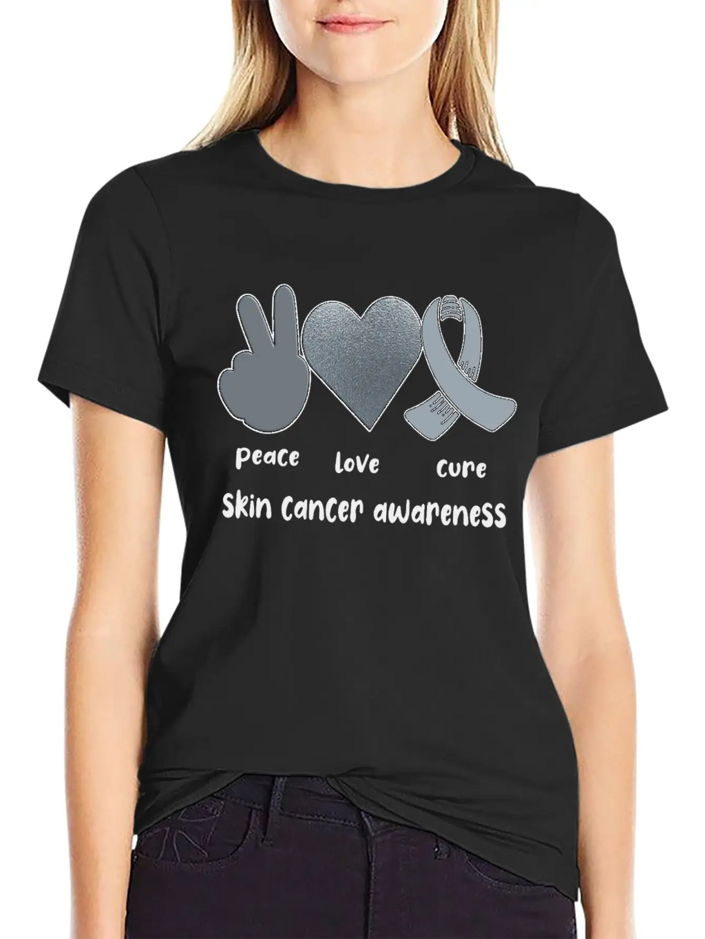Skin Cancer Awareness Ribbon Melanoma Survivor Lightweight Cotton T-Shirt – Daily Comfort Graphic Shirt