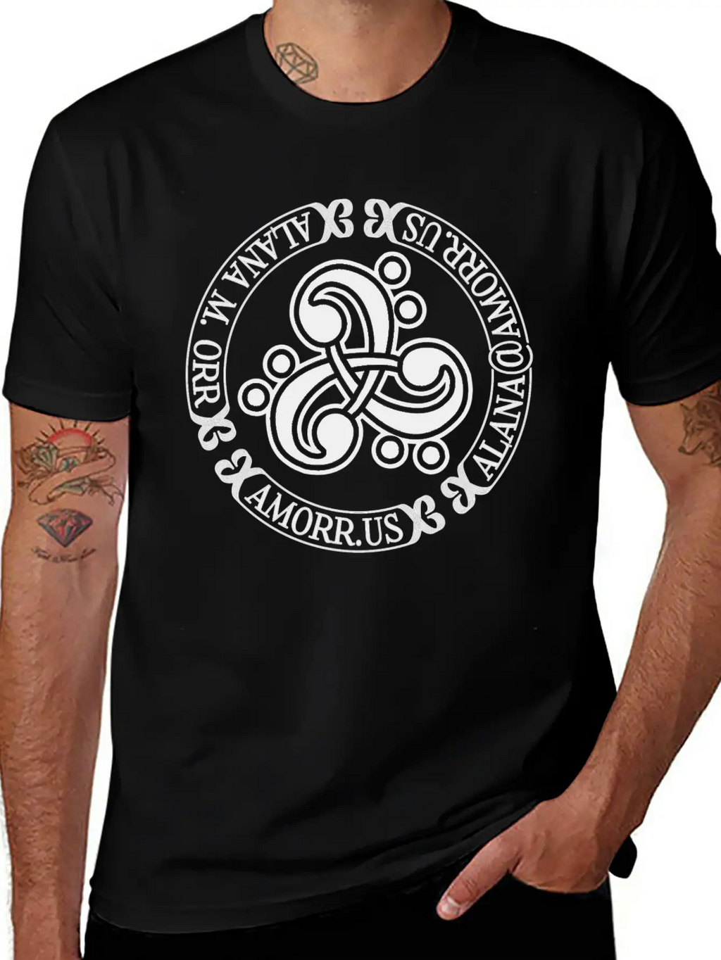 Triple Bass Clef Celtic Knot Logo Alana Orr AMORR Timeless Short Sleeve Tee – Comfy And Minimalist Design