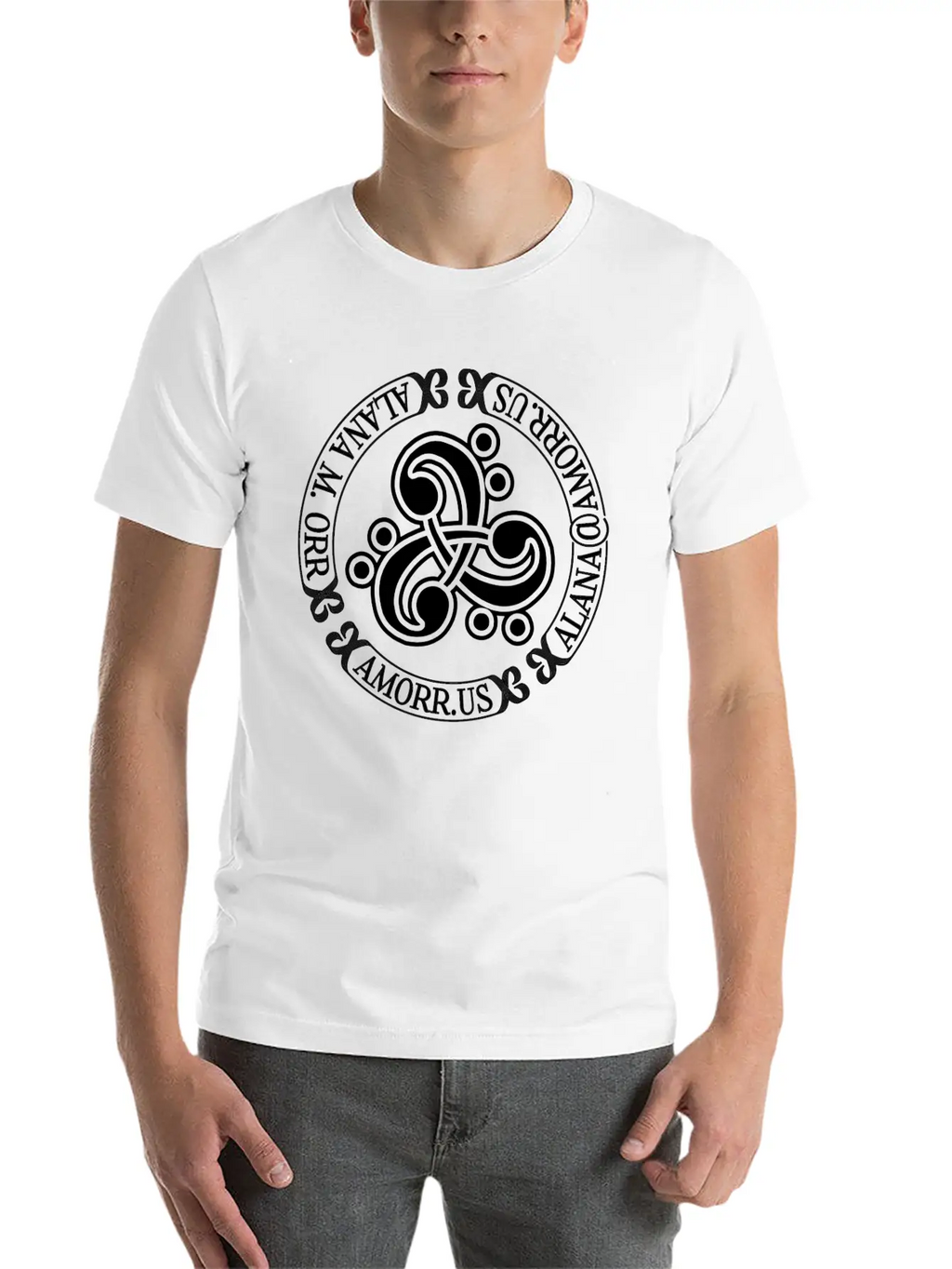 Triple Bass Clef Celtic Knot Logo Alana Orr AMORR Timeless Short Sleeve Tee – Comfy And Minimalist Design
