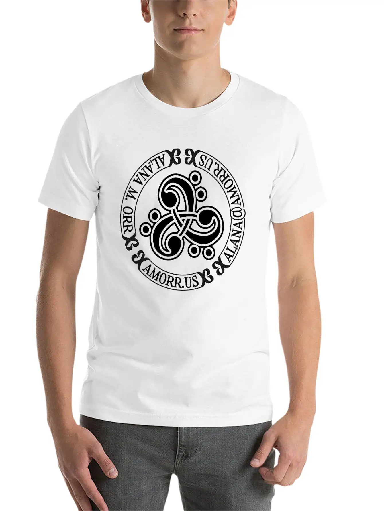 Triple Bass Clef Celtic Knot Logo Alana Orr AMORR Timeless Short Sleeve Tee – Comfy And Minimalist Design