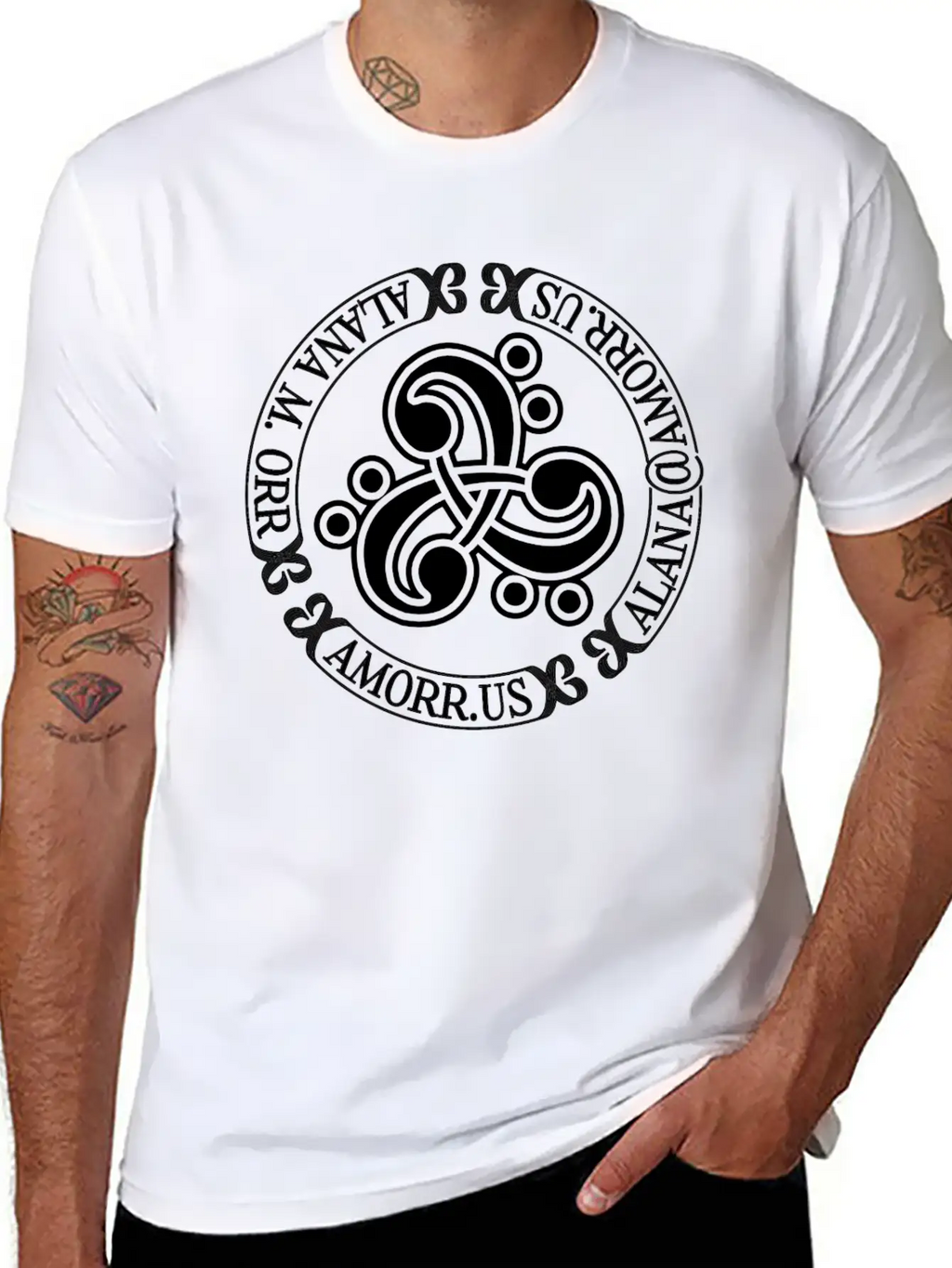 Triple Bass Clef Celtic Knot Logo Alana Orr AMORR Timeless Short Sleeve Tee – Comfy And Minimalist Design