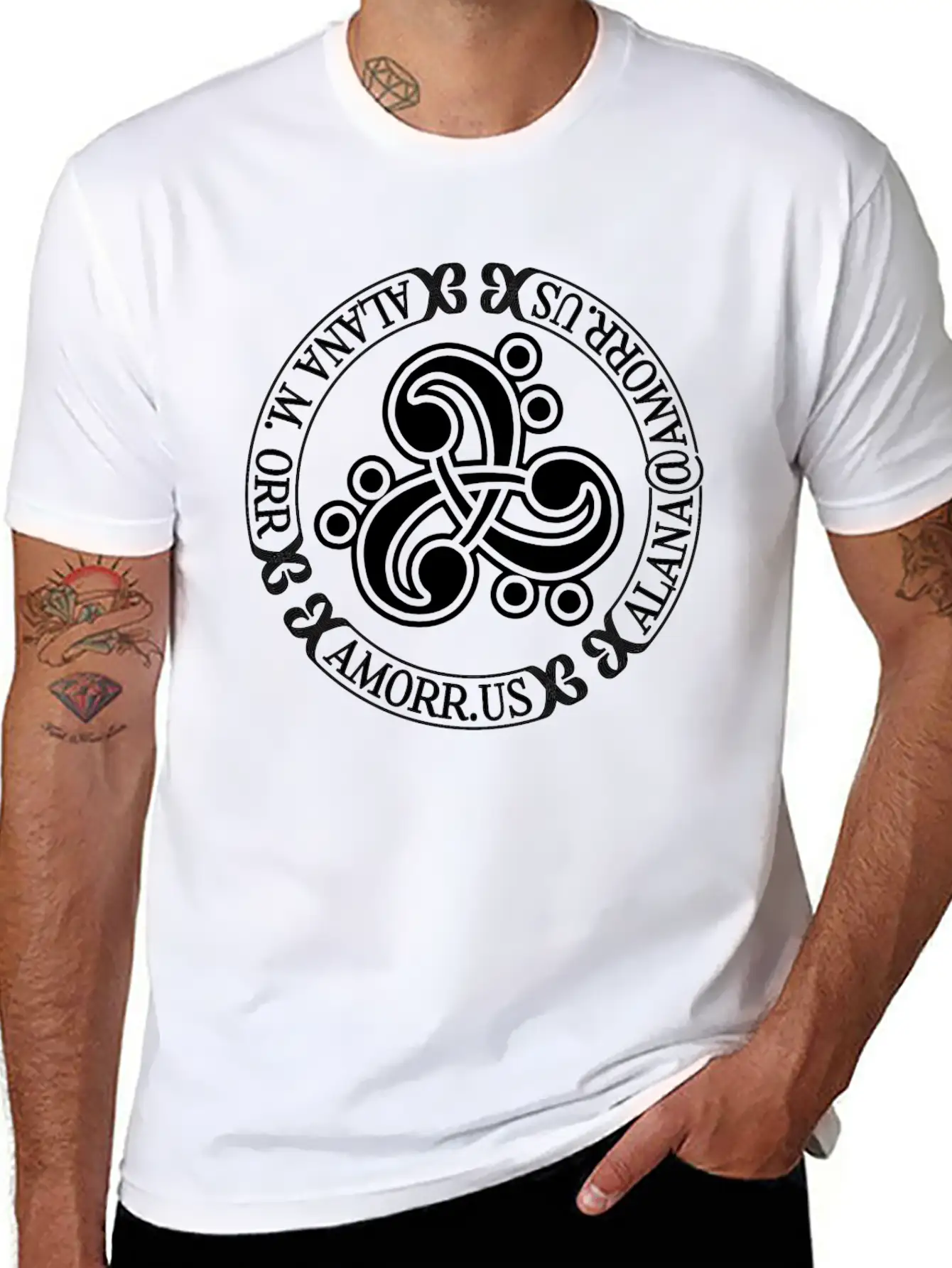 Triple Bass Clef Celtic Knot Logo Alana Orr AMORR Timeless Short Sleeve Tee – Comfy And Minimalist Design