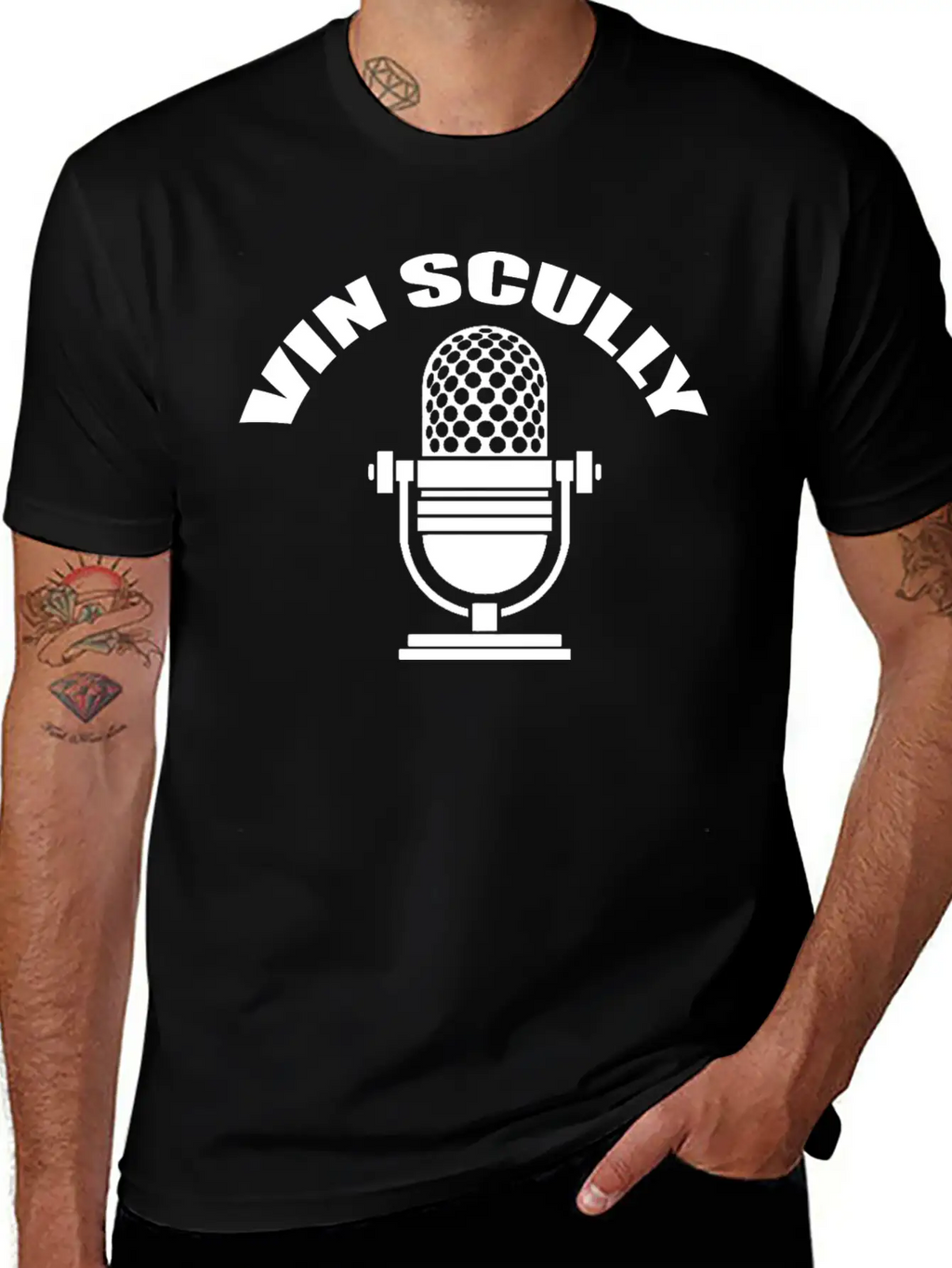 Vin Scully Microphone T Shirt Modern Fit Casual T-Shirt – Clean And Versatile Design