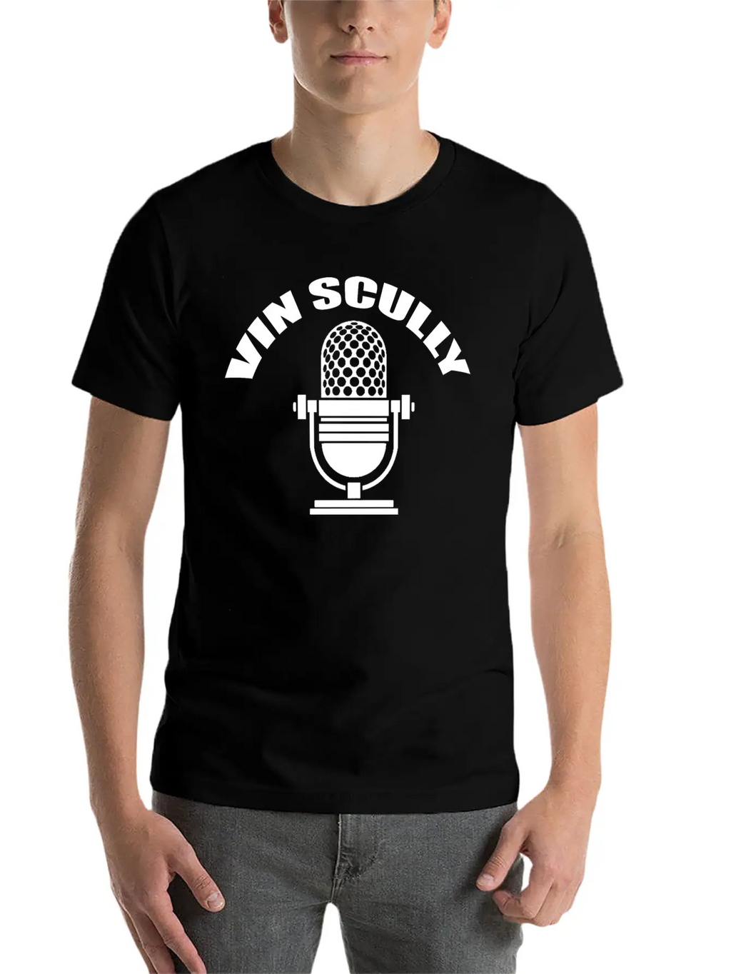 Vin Scully Microphone T Shirt Modern Fit Casual T-Shirt – Clean And Versatile Design