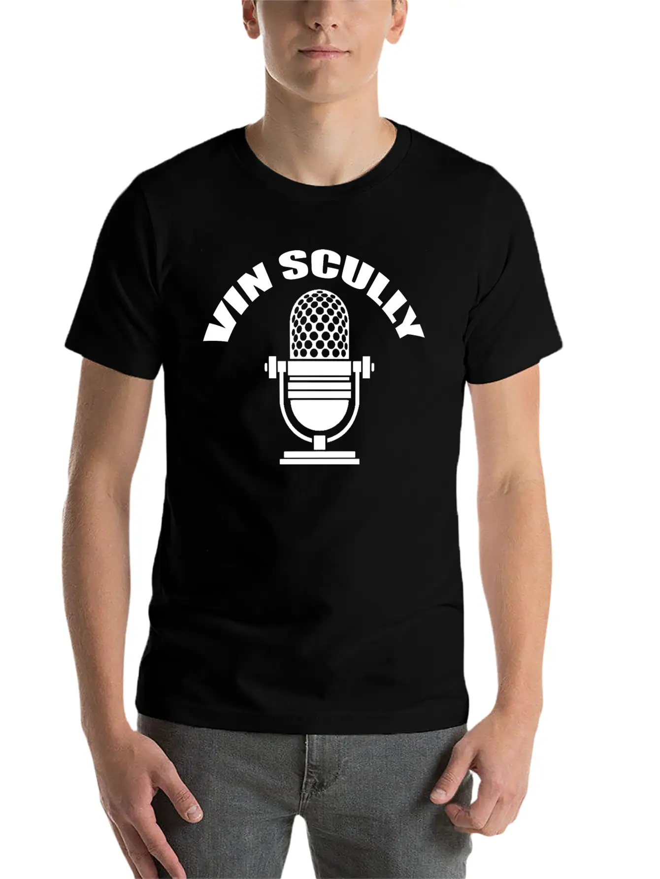 Vin Scully Microphone T Shirt Modern Fit Casual T-Shirt – Clean And Versatile Design