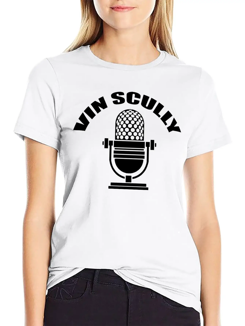Vin Scully Microphone T Shirt Modern Fit Casual T-Shirt – Clean And Versatile Design