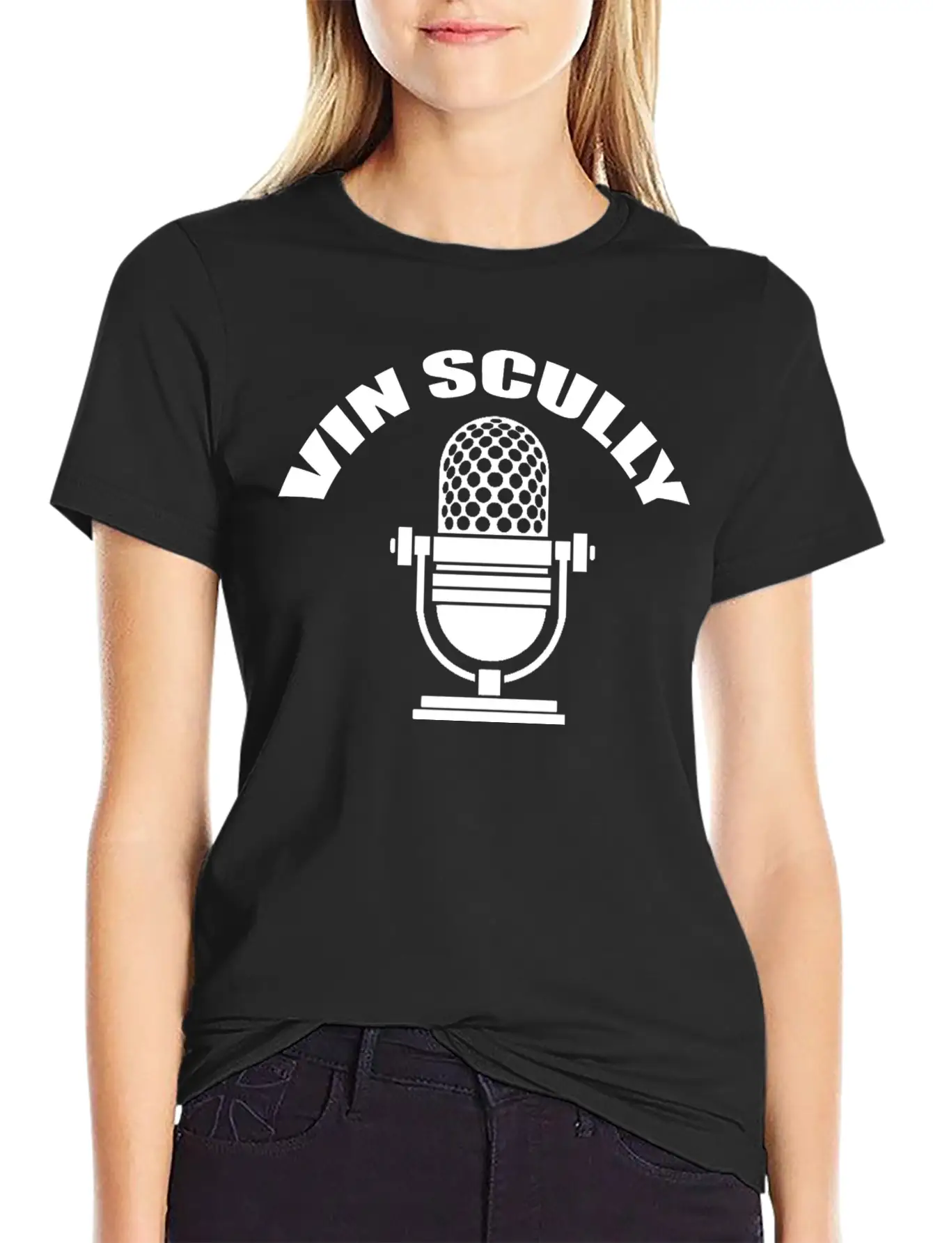 Vin Scully Microphone T Shirt Modern Fit Casual T-Shirt – Clean And Versatile Design