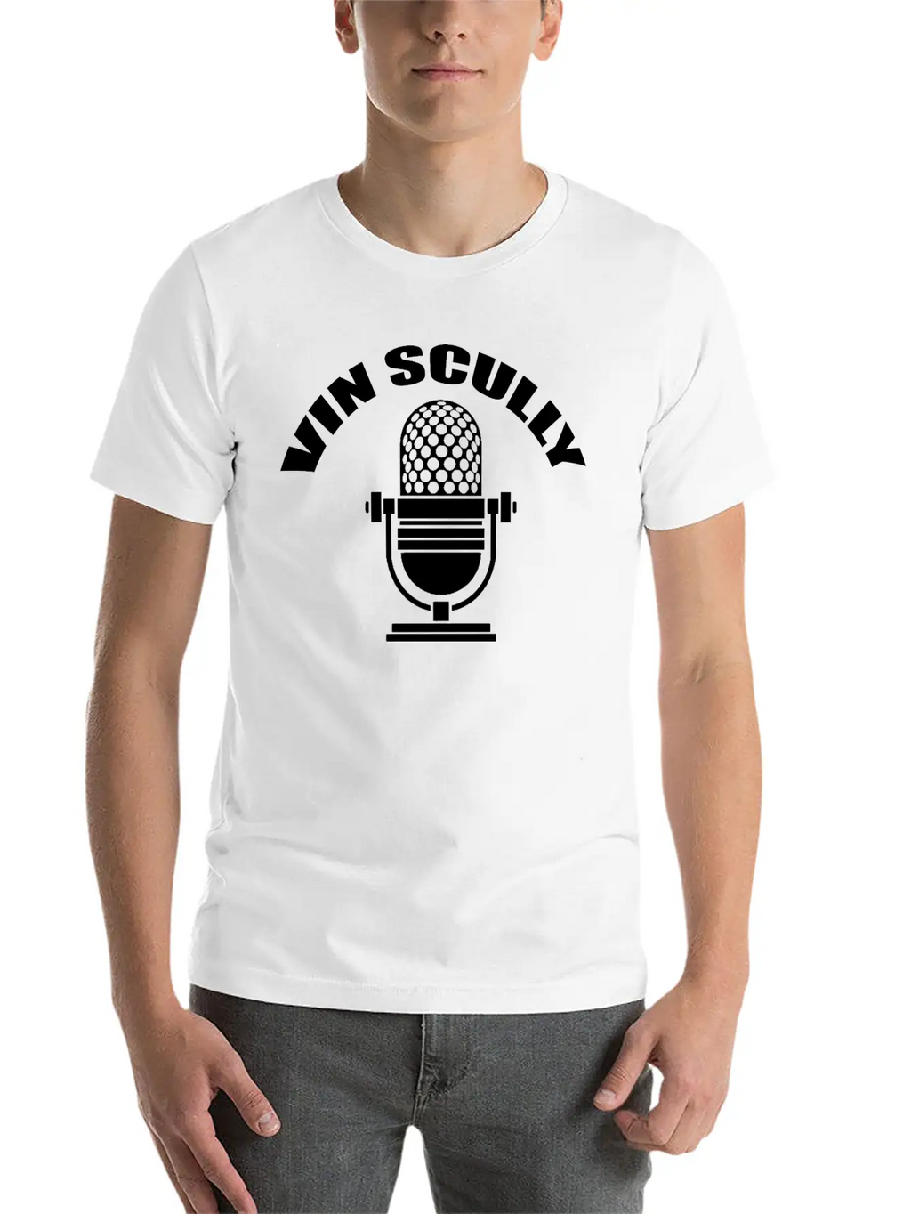 Vin Scully Microphone T Shirt Modern Fit Casual T-Shirt – Clean And Versatile Design