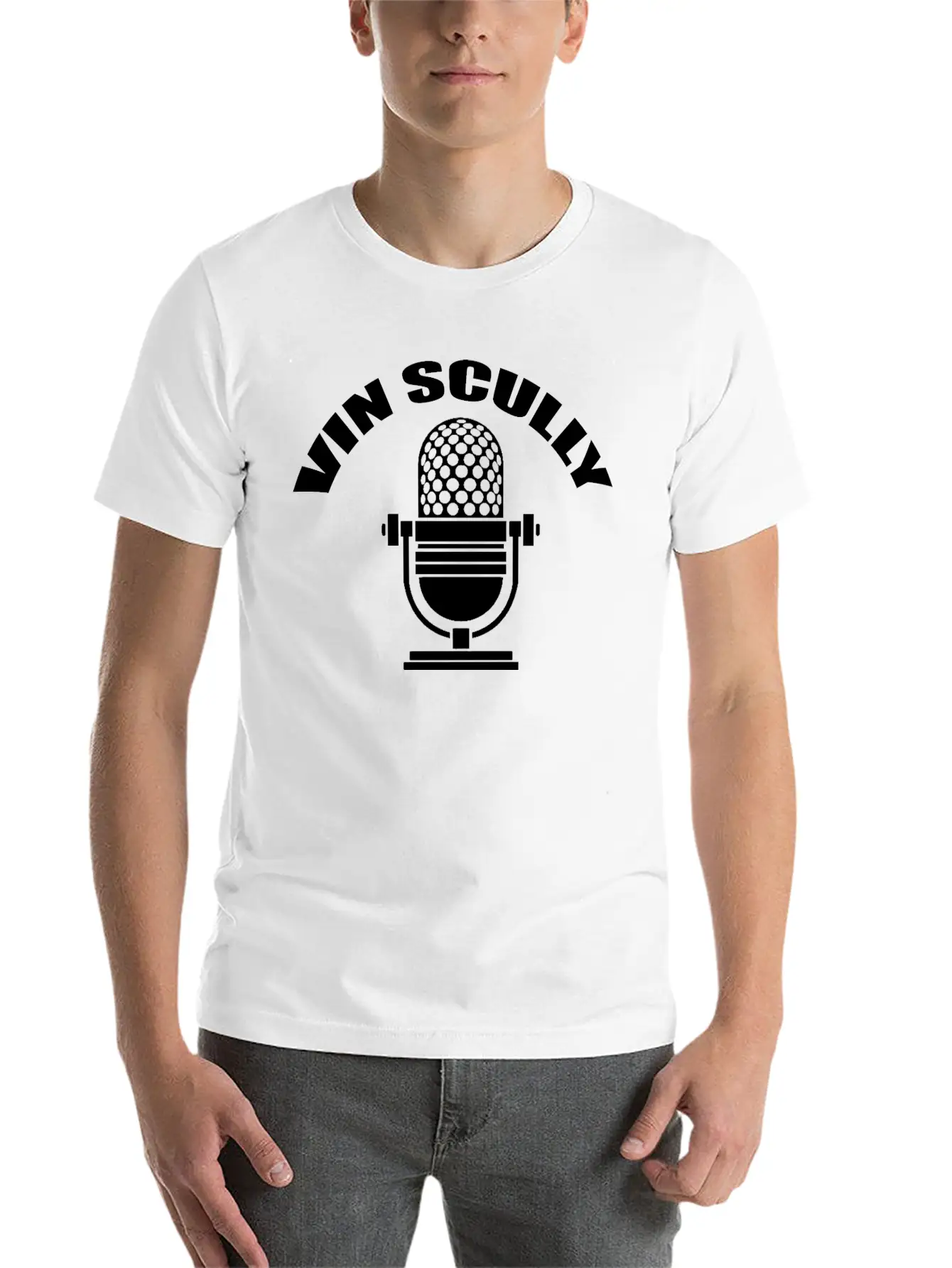 Vin Scully Microphone T Shirt Modern Fit Casual T-Shirt – Clean And Versatile Design