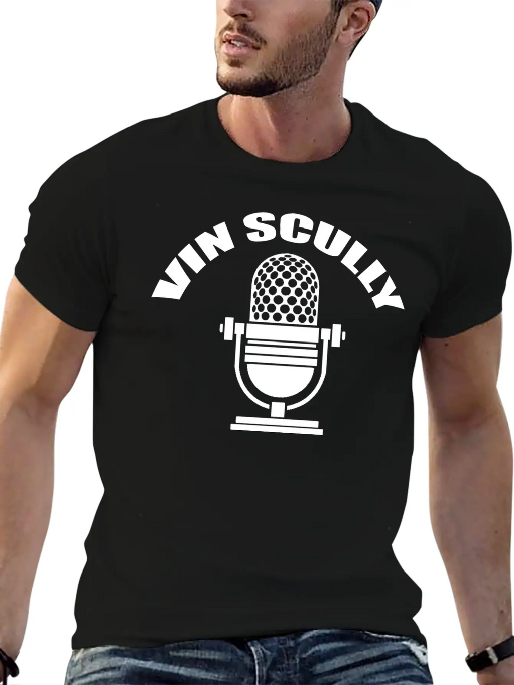 Vin Scully Microphone T Shirt Modern Fit Casual T-Shirt – Clean And Versatile Design