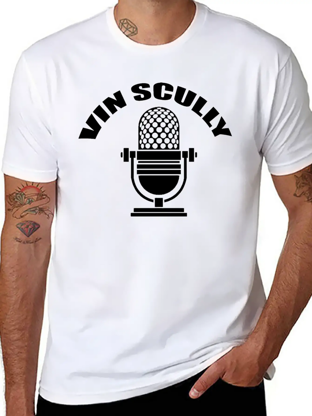Vin Scully Microphone T Shirt Modern Fit Casual T-Shirt – Clean And Versatile Design