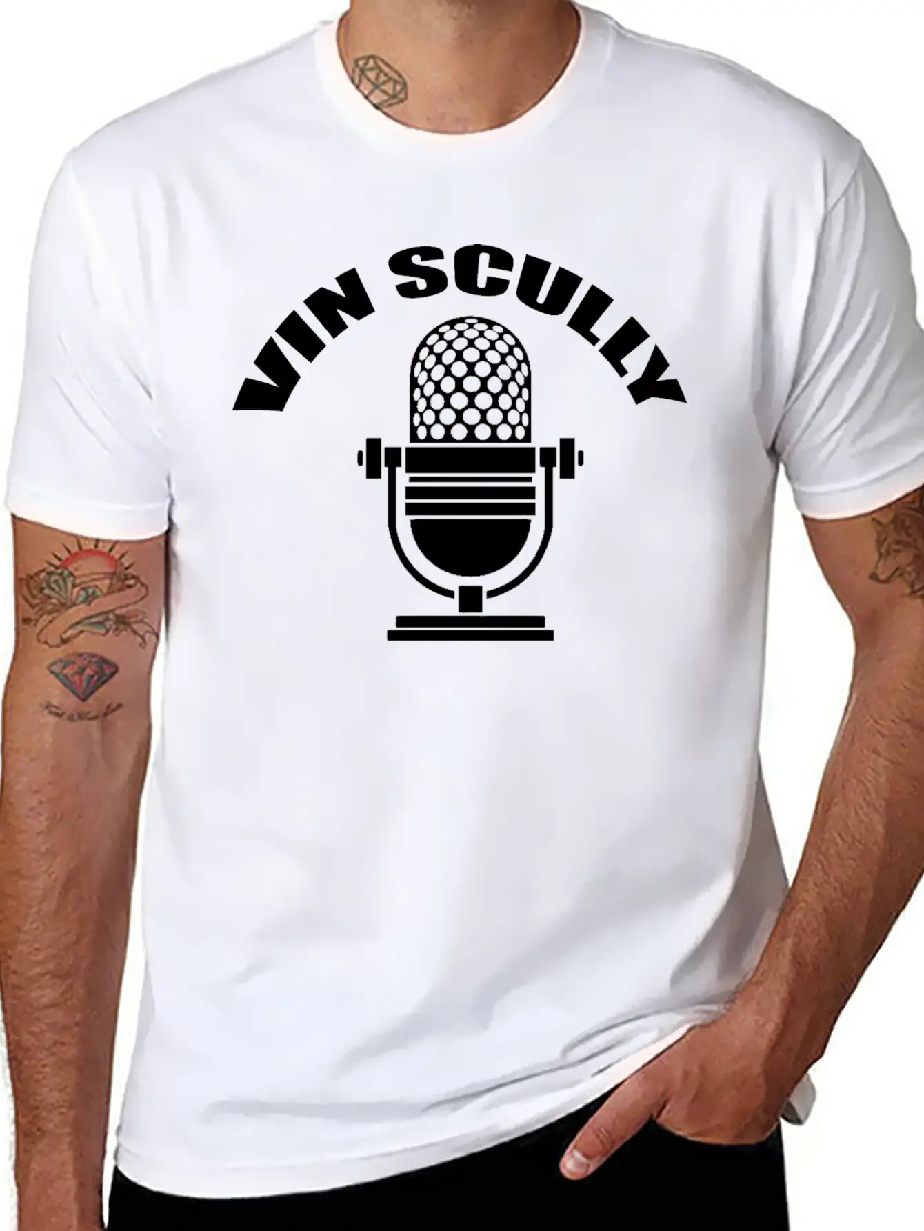 Vin Scully Microphone T Shirt Modern Fit Casual T-Shirt – Clean And Versatile Design