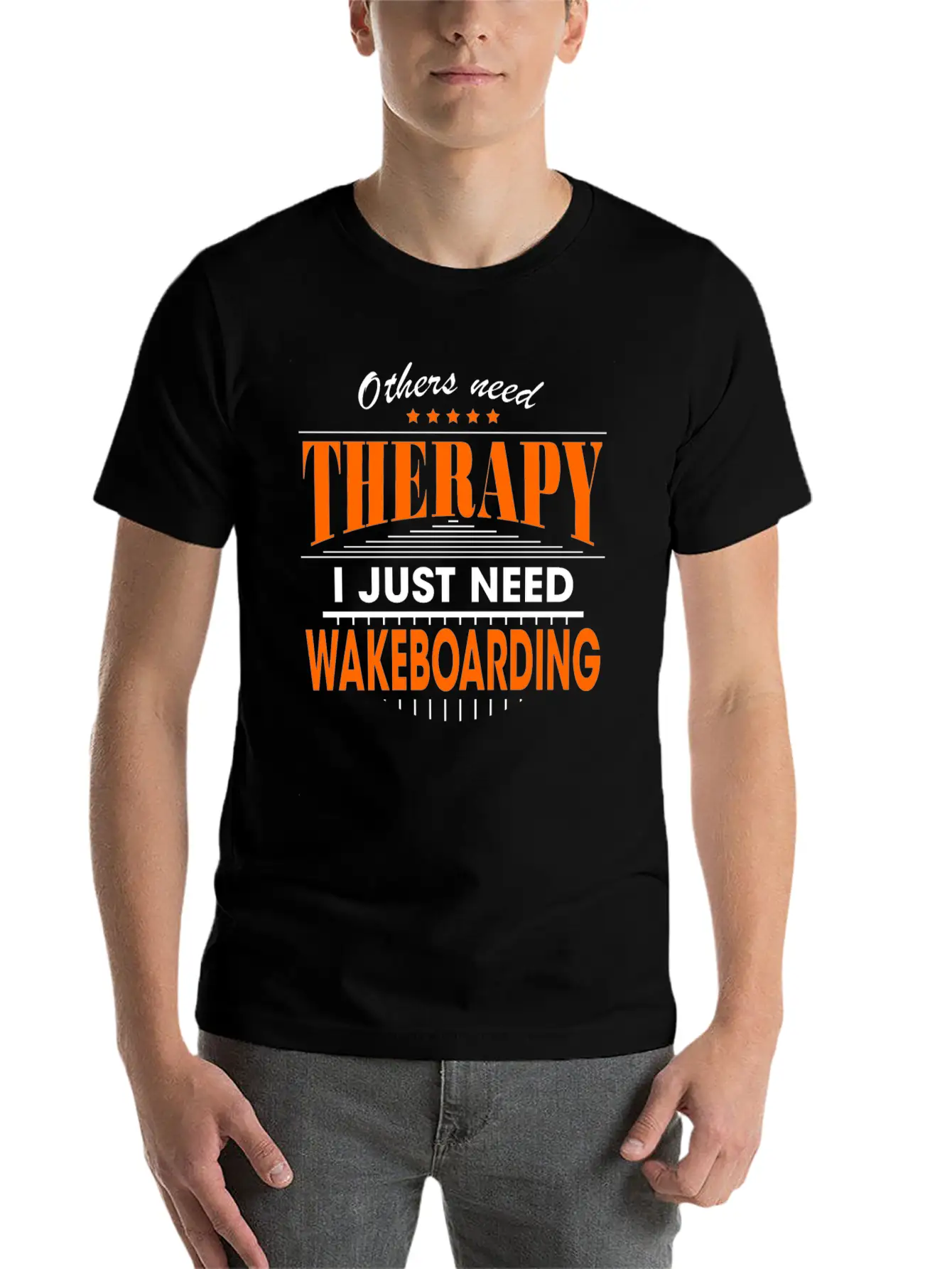 Wakeboarding Is My Therapy Timeless Short Sleeve Tee – Comfy And Minimalist Design