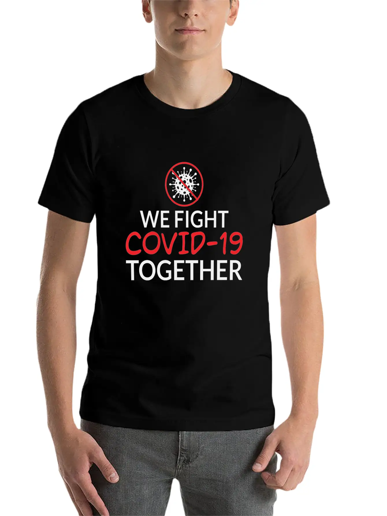 We Fight Covid- 19 Together Corona Relaxed Everyday Tee – Lightweight And Durable Cotton