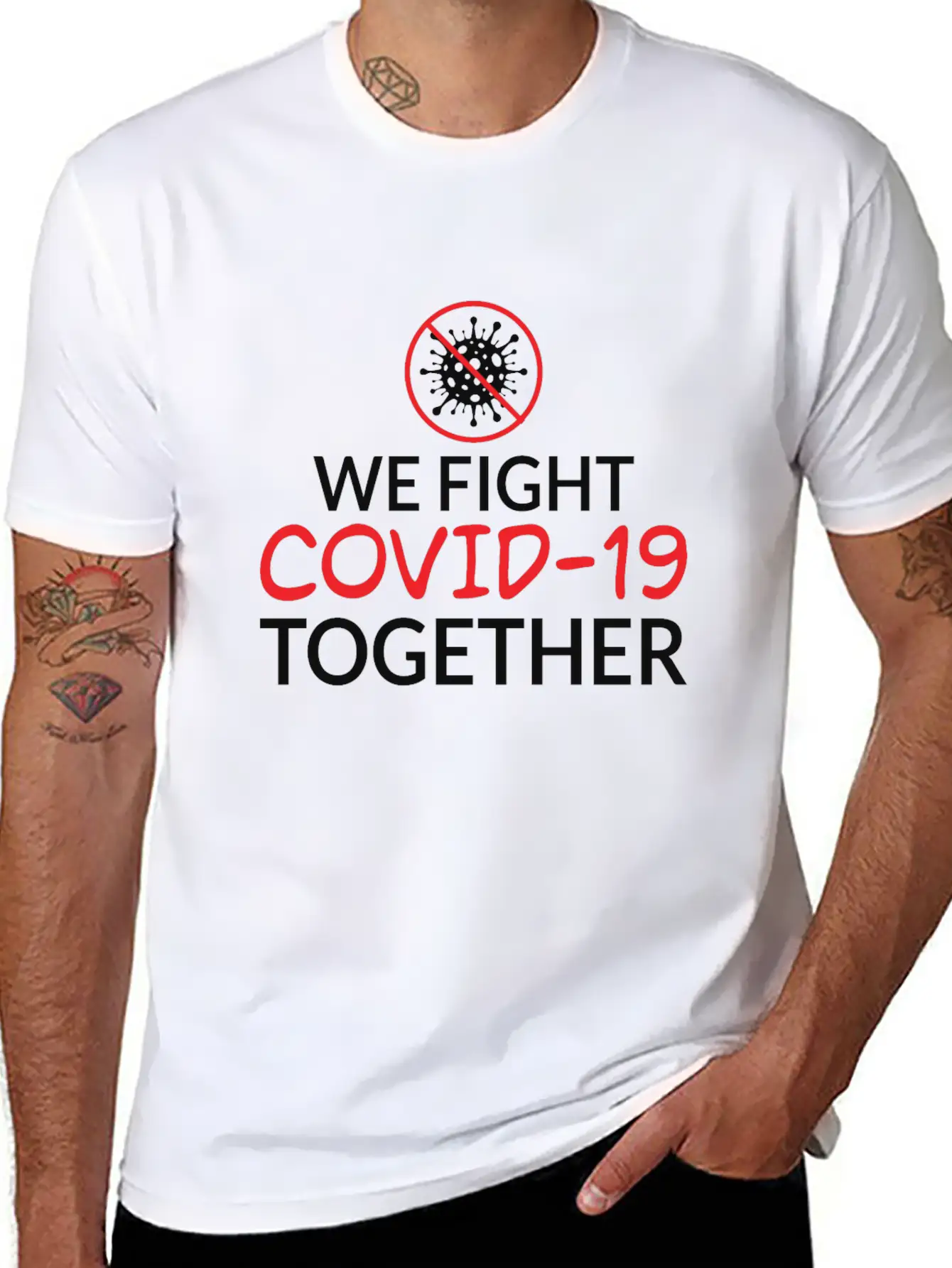 We Fight Covid- 19 Together Corona Relaxed Everyday Tee – Lightweight And Durable Cotton