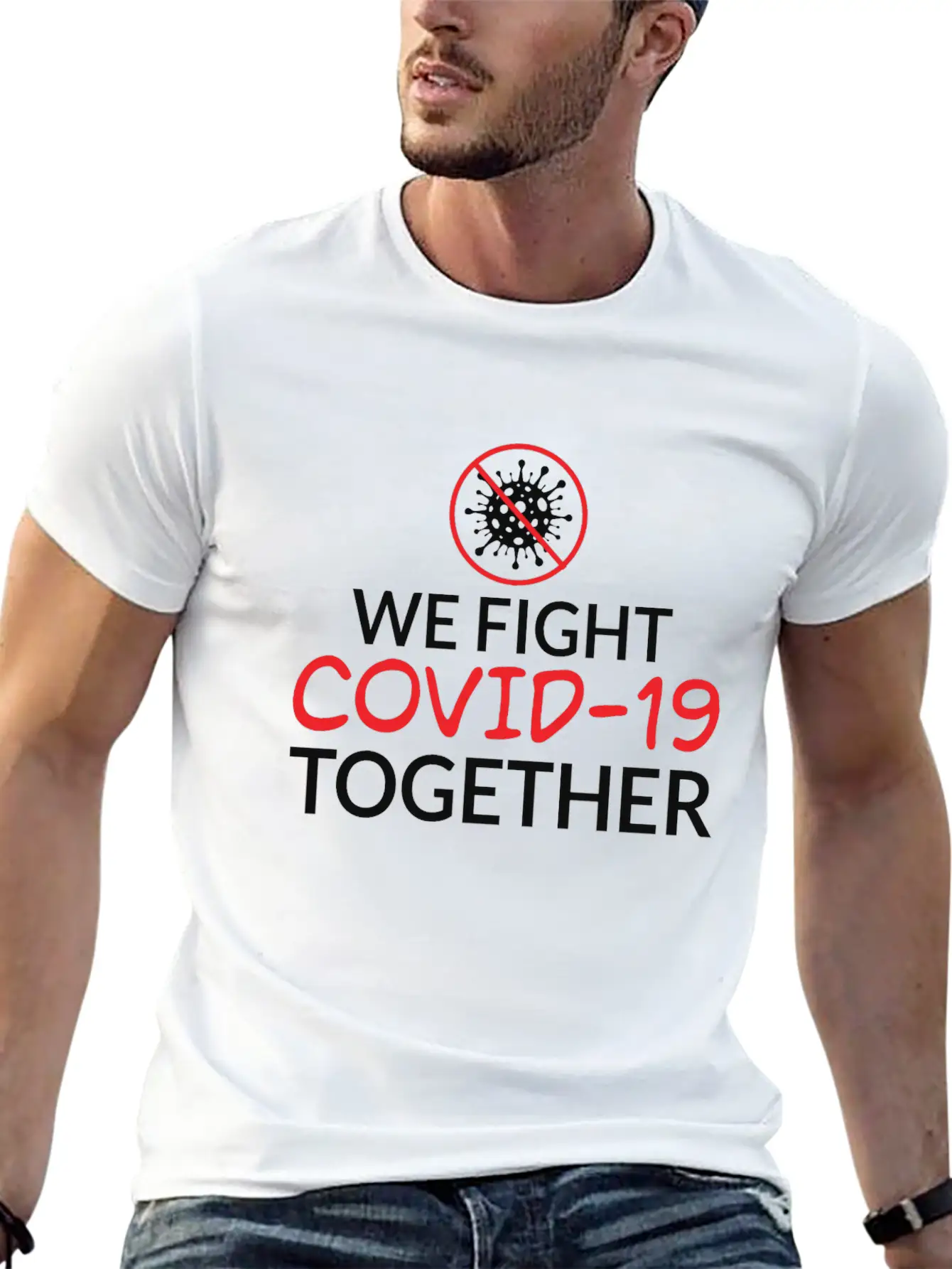 We Fight Covid- 19 Together Corona Relaxed Everyday Tee – Lightweight And Durable Cotton